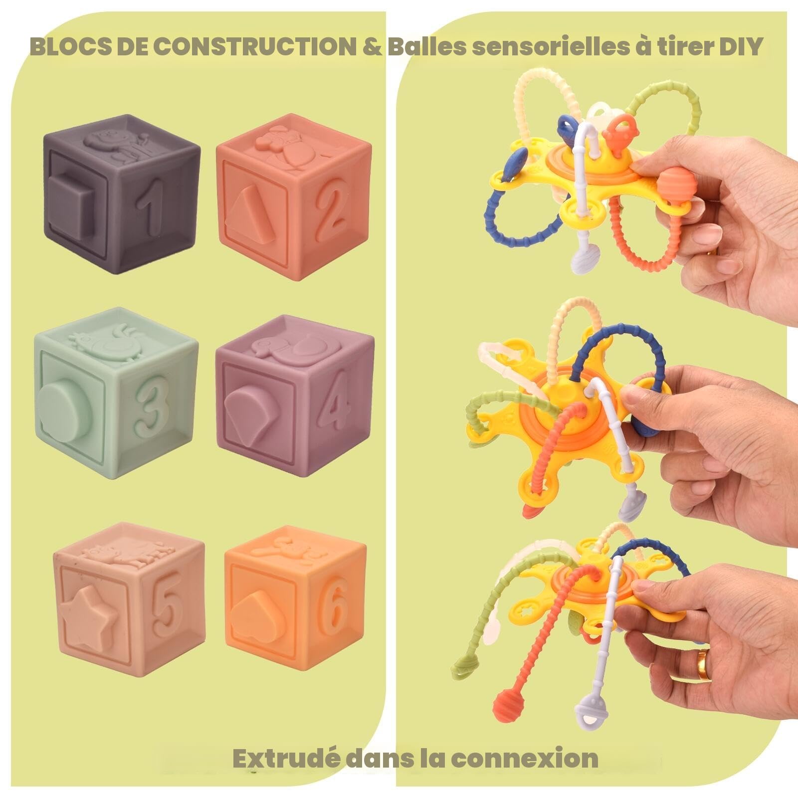 Jouets Bébés pour 6 à 12 Mois 7 en 1 pour Tout-Jeux montessoriii 1 an, Blocs empilables pour bébés, Anneaux de Blocs empilables, œufs Assortis, Rotation à Ventouse, Tasses empilables, Cadeau