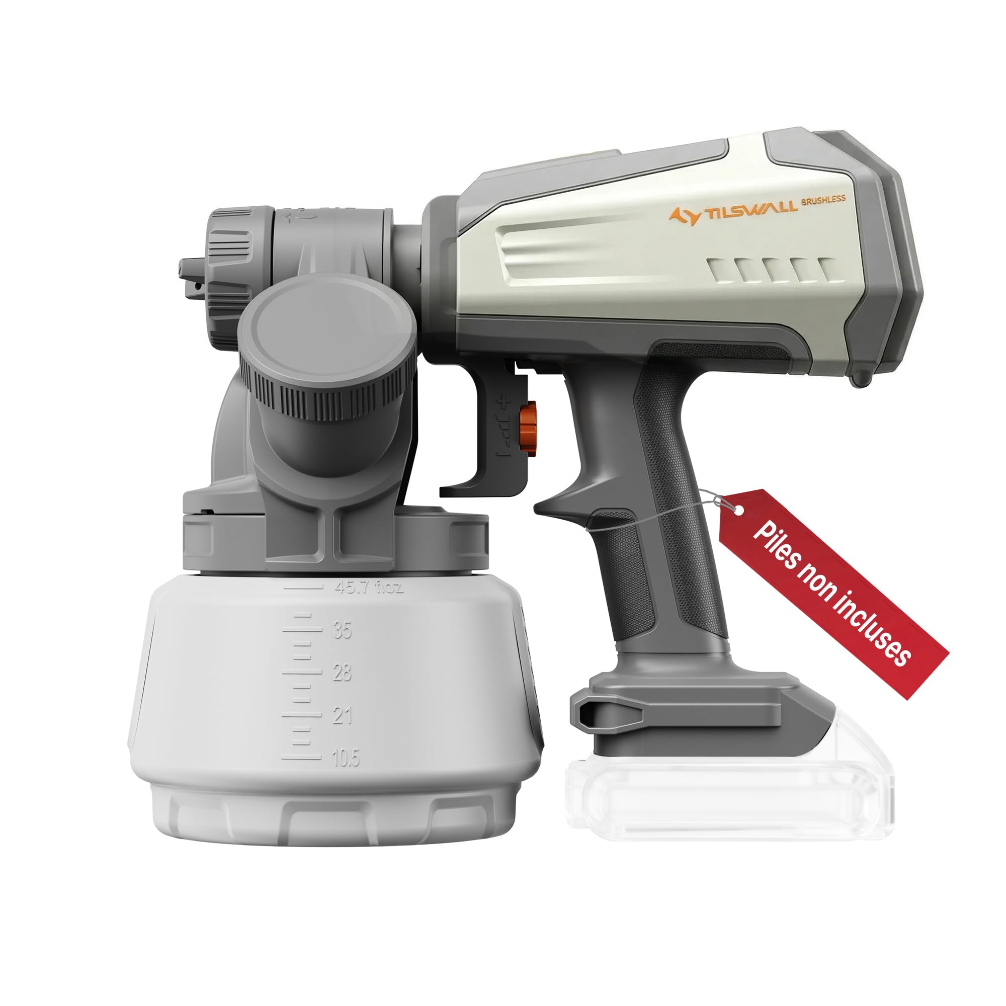 Tilswall Pistolet a Peinture Shark700, Compatible Makita 18V(sans Batterie) | Réservoir Latéral 1300 ML, Pistolet Peinture Électrique avec Moteur sans Balais, Facile à Utiliser et Nettoyer, sans fil