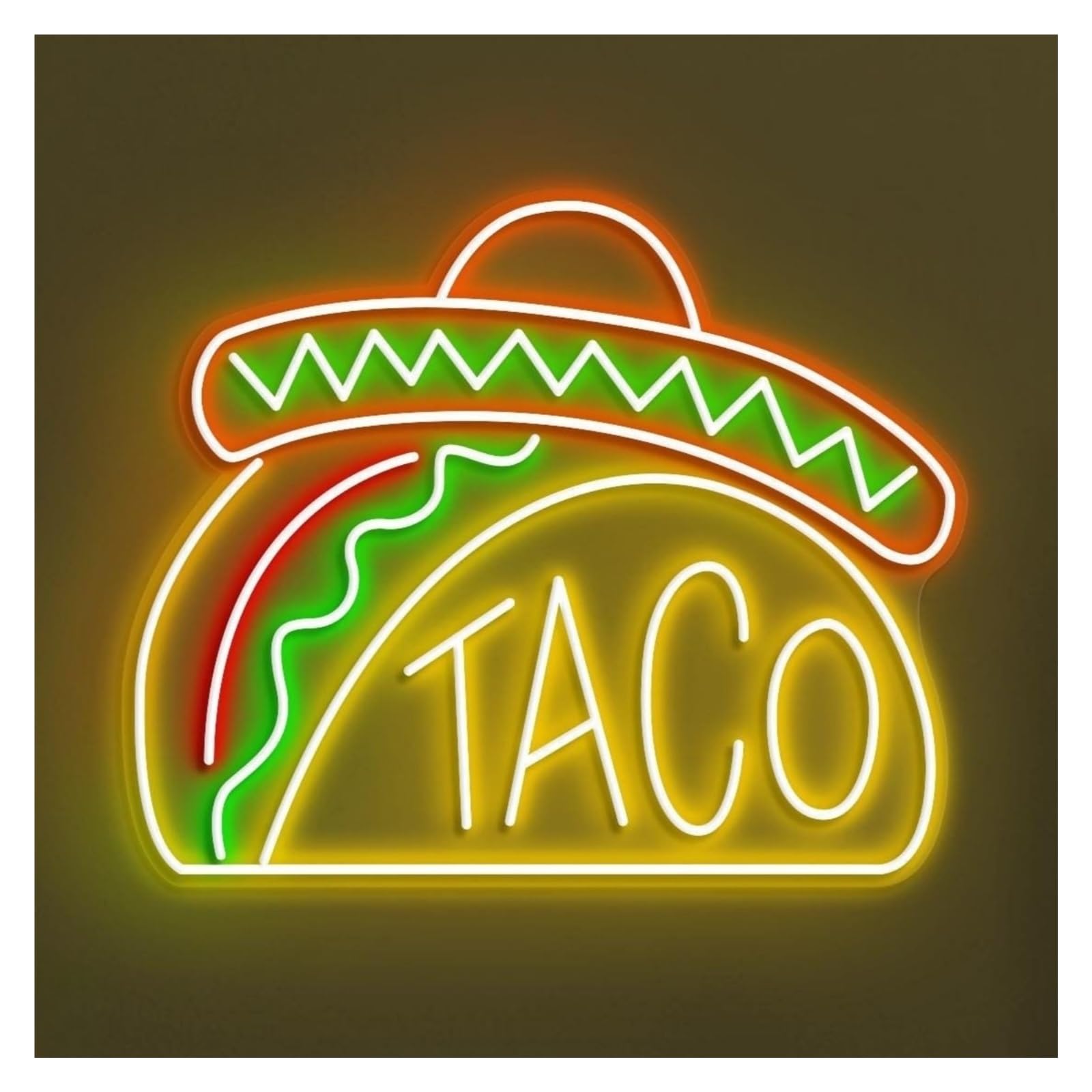 Decoración Lámparas Letrero De Neón Taco, Ideal Para Restaurantes Comida Rápida, Con Brillo Ajustable 50cm