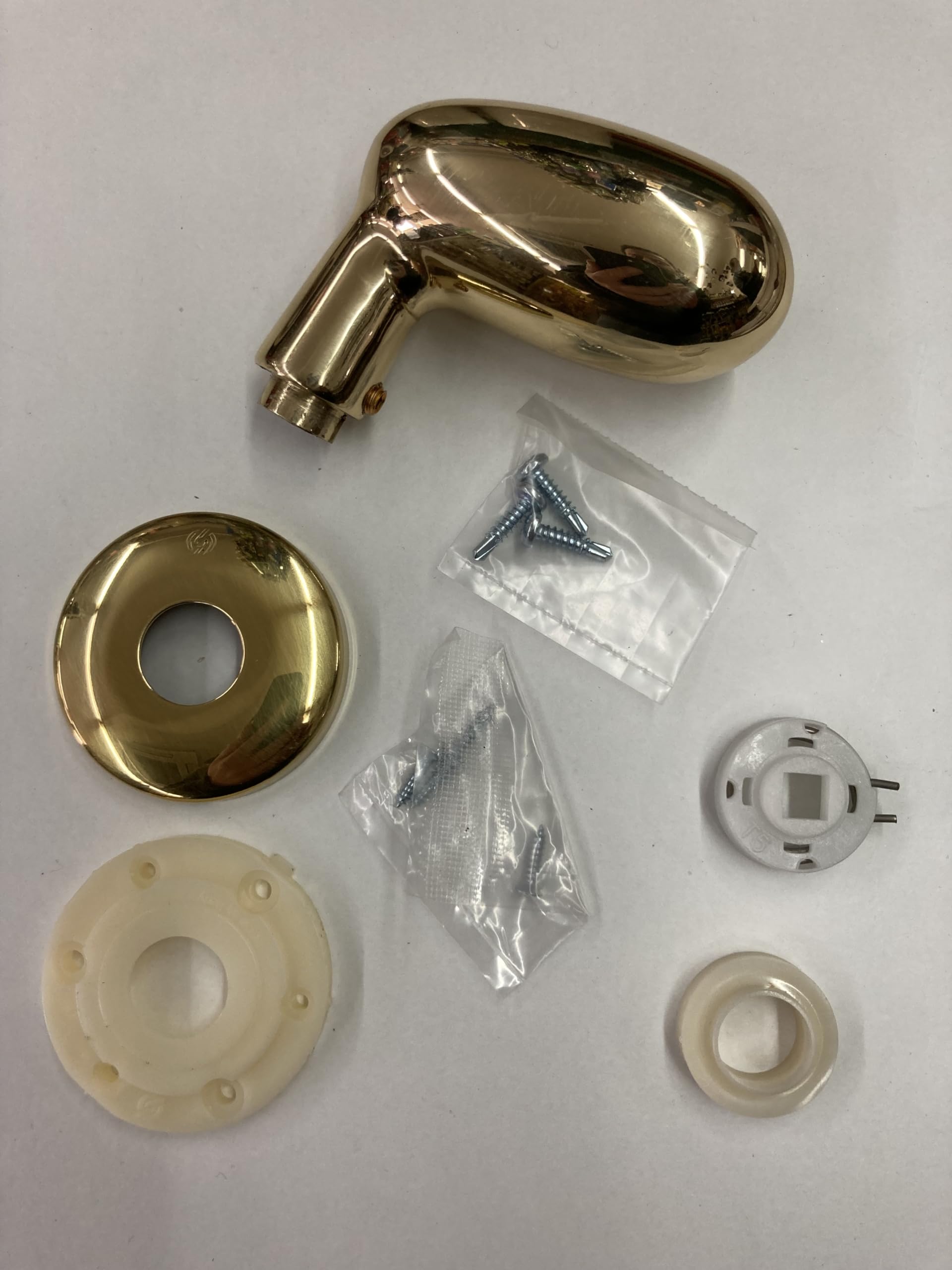 SECUREMME Mezza maniglia reversibile a forma di uovo con rosetta mm 55 - con foro per quadro 8 - il prodotto potete montarlo con o senza molla di ritorno (Ottone lucido)
