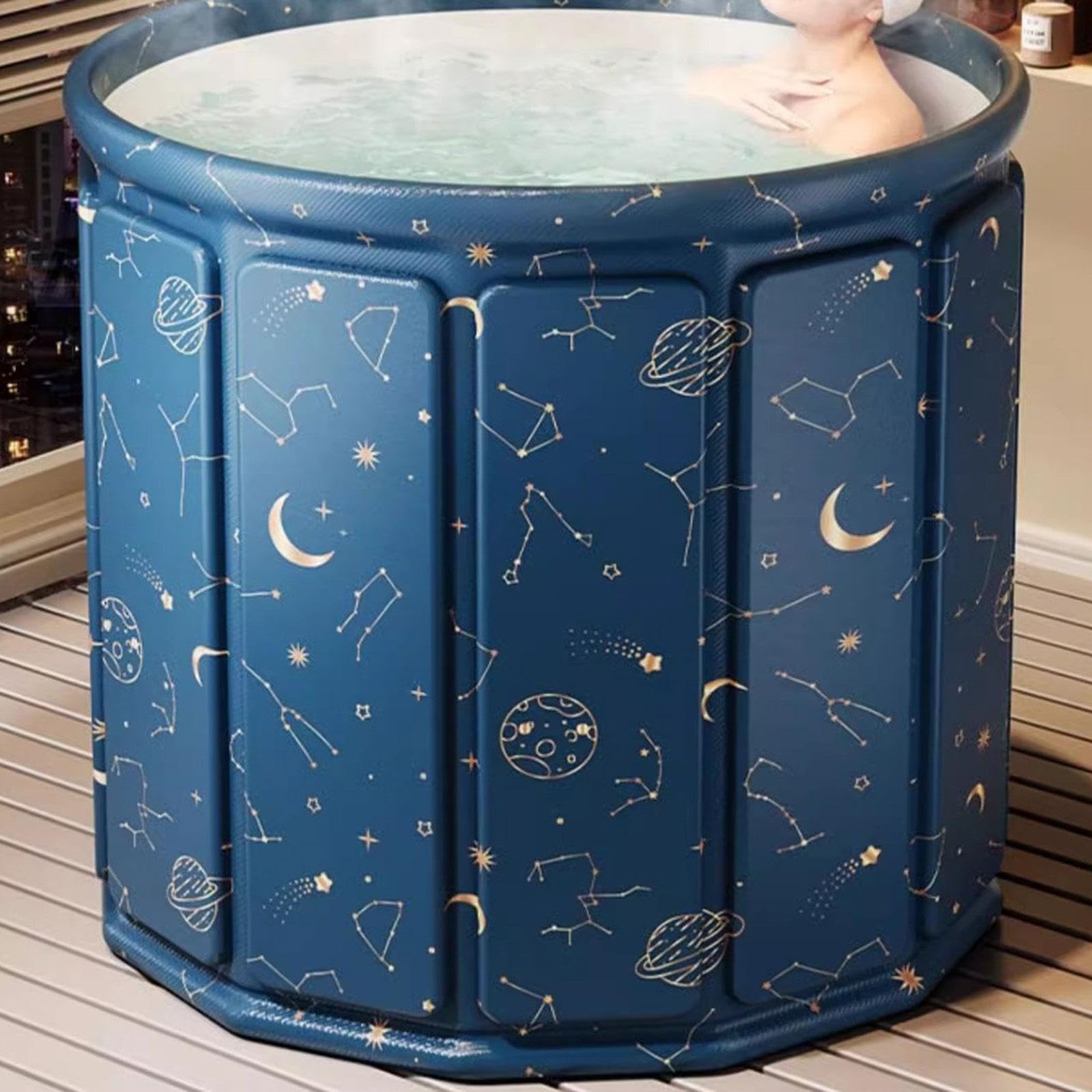 Vasca da bagno pieghevole portatile, ideale per viaggi, in PVC, diametro 60 cm, altezza 65 cm