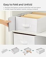 Vista 6 de SONGMICS Juego de 4 organizadores de ropa de armario de gran tamaño, organizadores de cajones plegables de 6 compartimentos con asas, 16.5 x 11.8 x