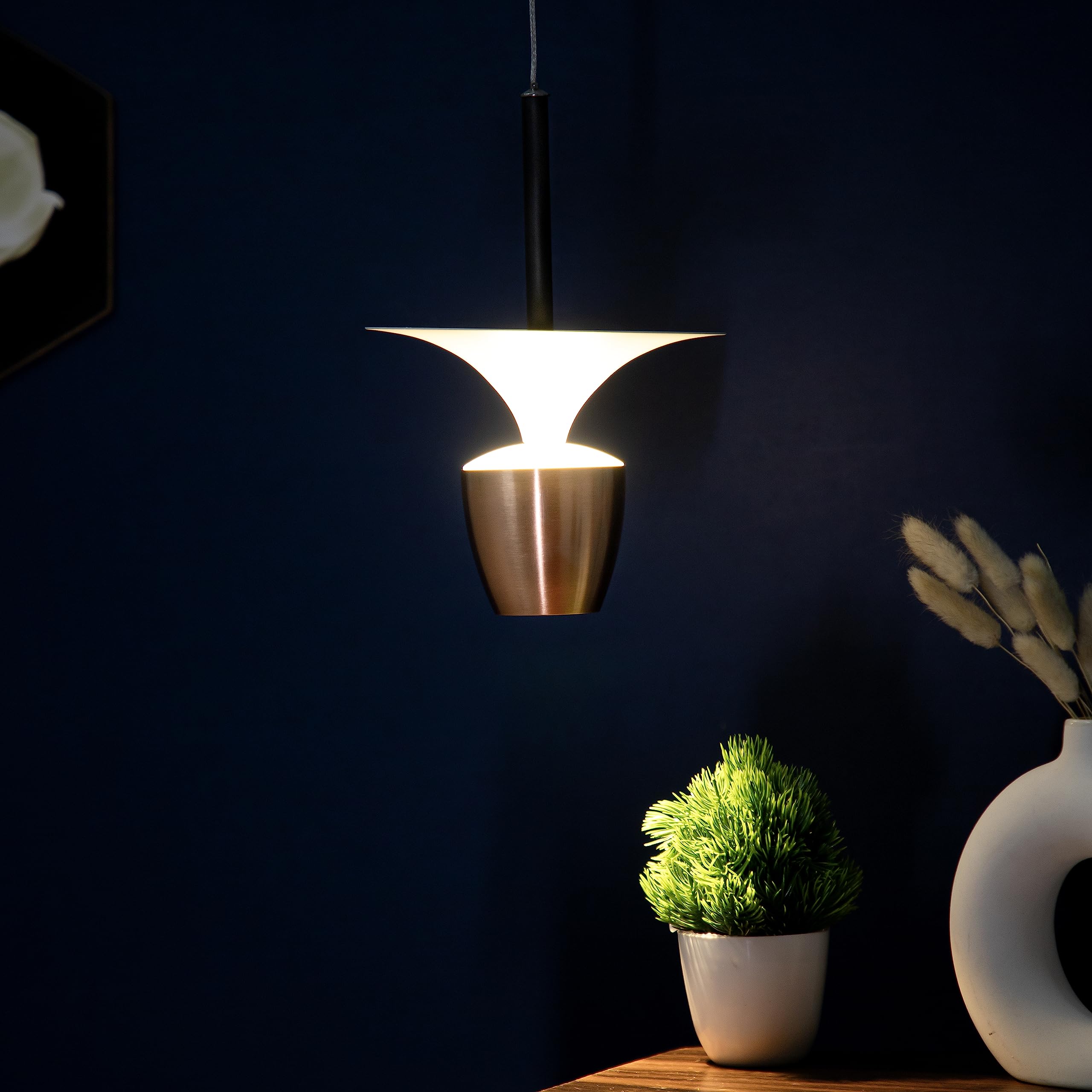 FILLISKA® Luxurious Hanging/Pendant Light (8 Watt White & Rosegold)