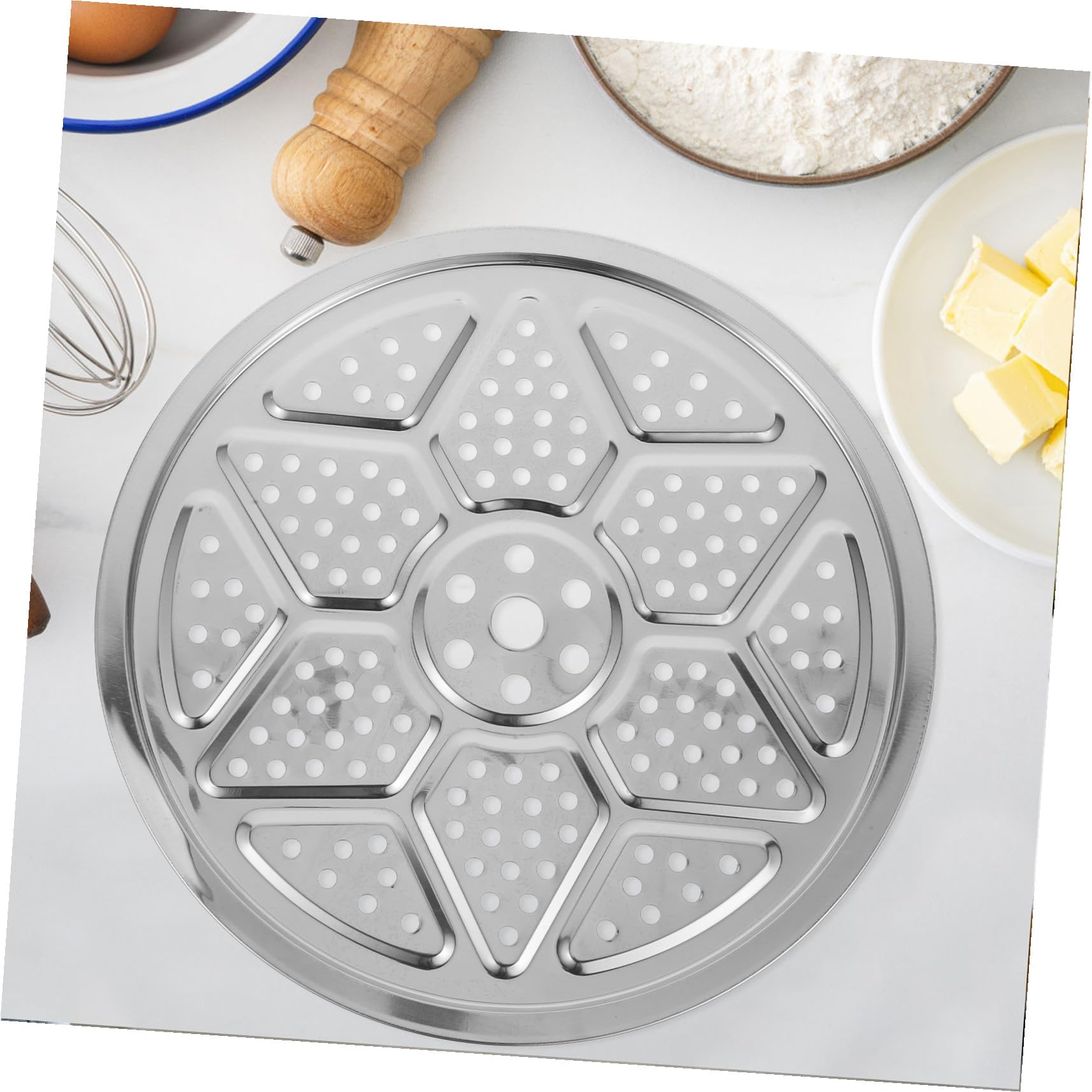 SHINEOFI 2 piezas Bandeja de Vapor Redonda de Acero Inoxidable de Rejilla para Cocinar al Vapor Compatible con Ollas y Cocedoras Presión Resistente y Duradera para Cocina Doméstica y