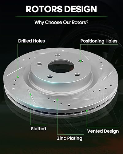 Miniatura 2 de Kit de frenos y rotores, rotores de freno delanteros y traseros SCITOO para Nissan Altima 2013-2017