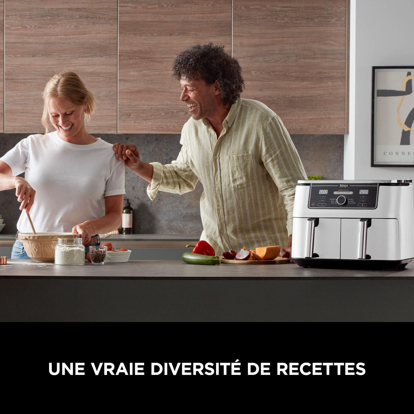 Ninja Foodi MAX Dual Zone Air Fryer, 2 Tiroirs, 9,5L, 6-en-1 AF400EUWH