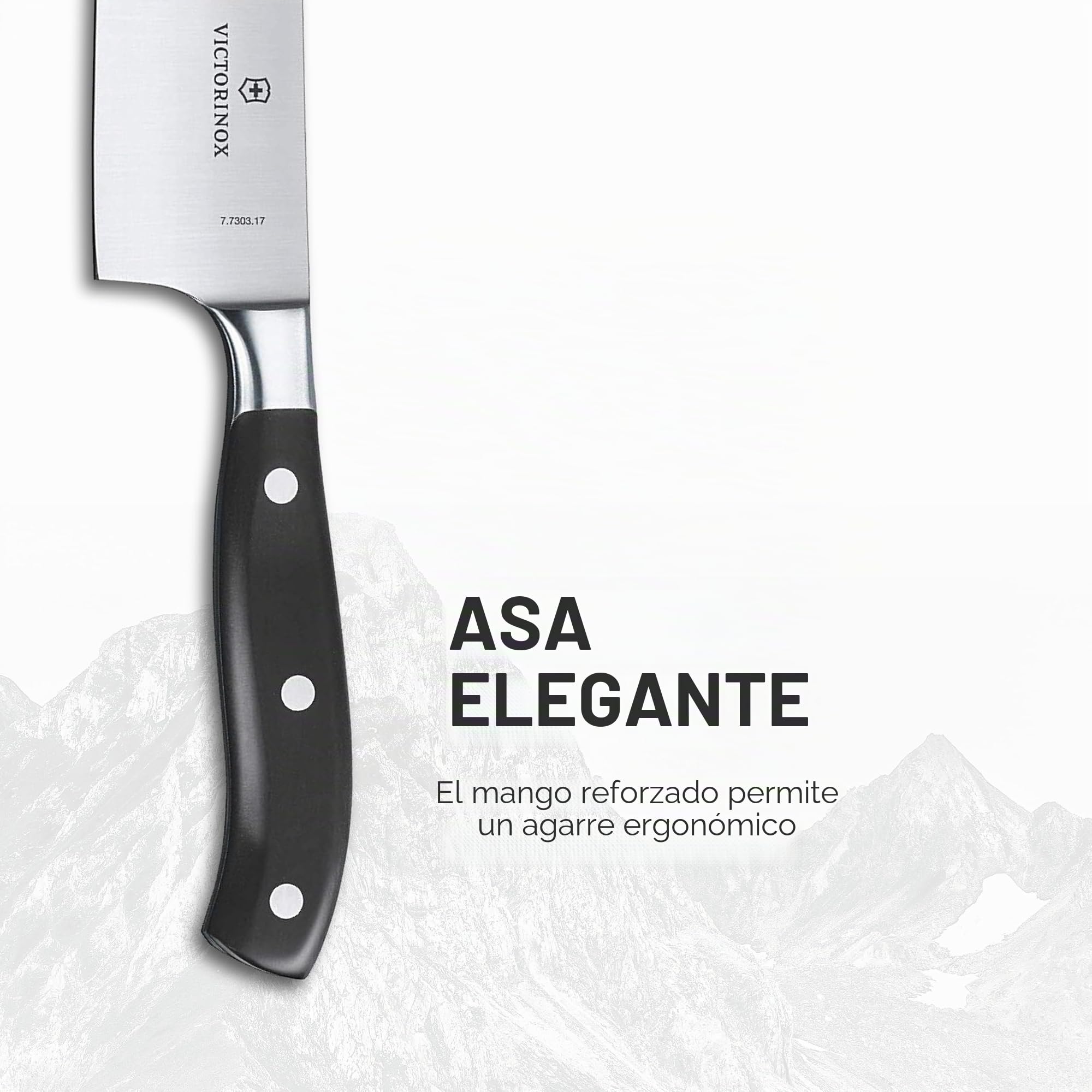 Victorinox Grand Maître, cuchillo Santoku profesional, hoja extra afilada, afilado recto, 17 cm, mango de plástico, acero inoxidable, negro