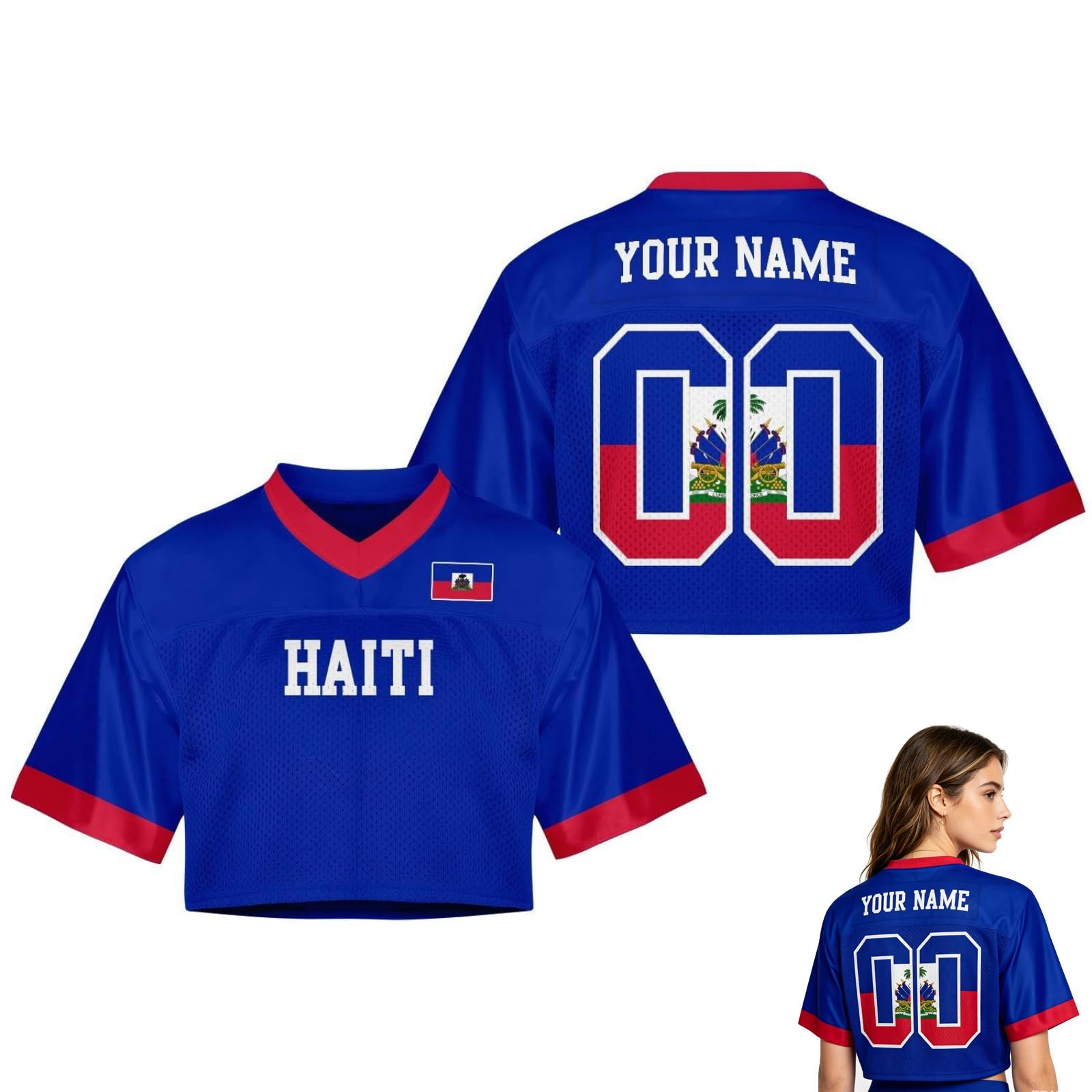 2026 World Cup Fan Shirt for Women,Personalised Name & Number, Y2K Crop Style Jersey, Cute Summer Short Sleeve Top for Match Day, Loose Streetwear Perfect Gift for Girls (Ha-iti)