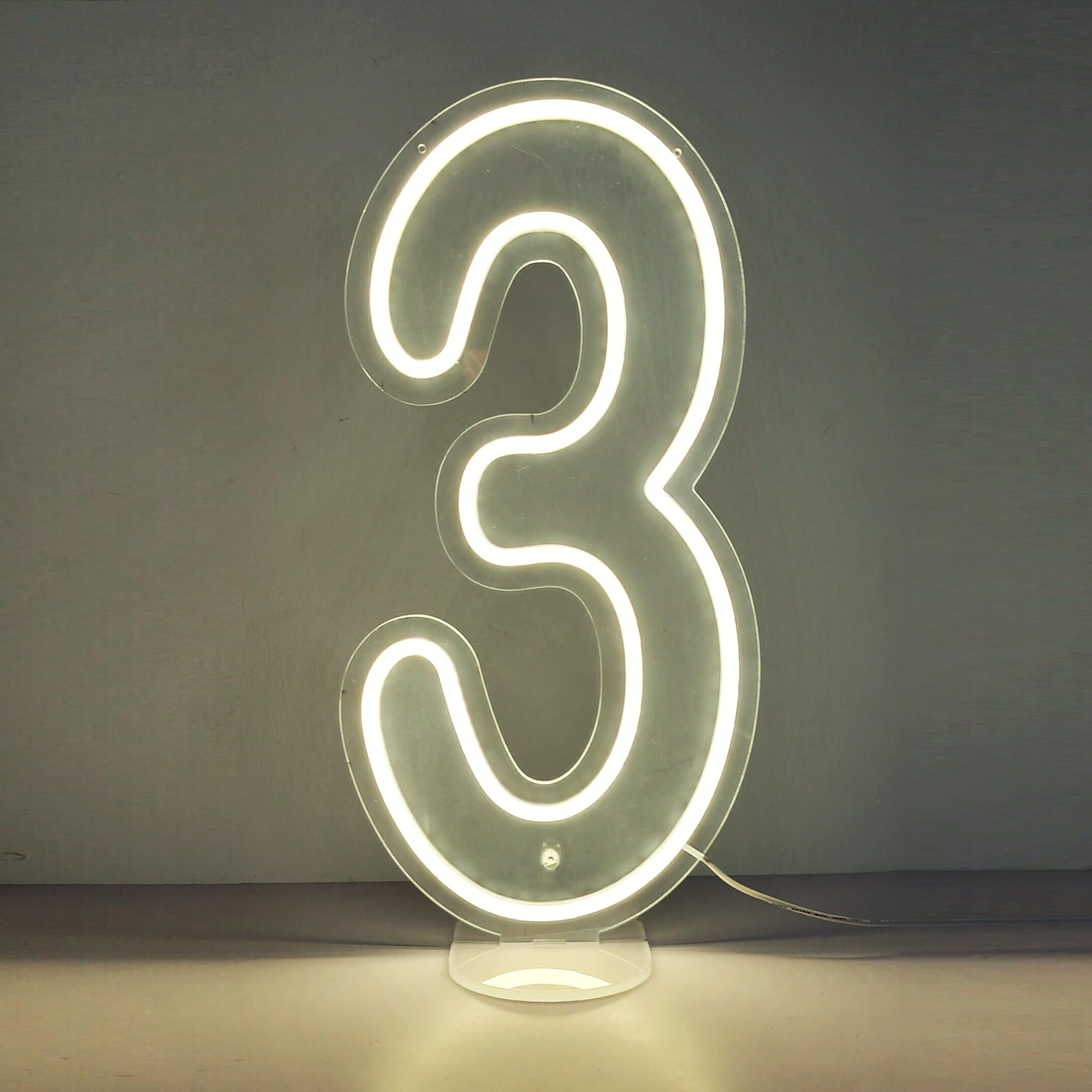DS&DV 10 x 20inch Warm White Led Neon Number 3 Light Sign — image 1