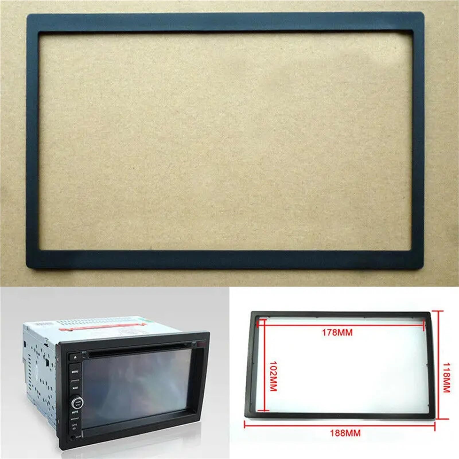 Ramka do radia 2 DIN 188 * 118mm Wewnętrzna rama panelu radia samochodowego stereo do deski rozdzielczej, zamiennik odtwarzacza DVD