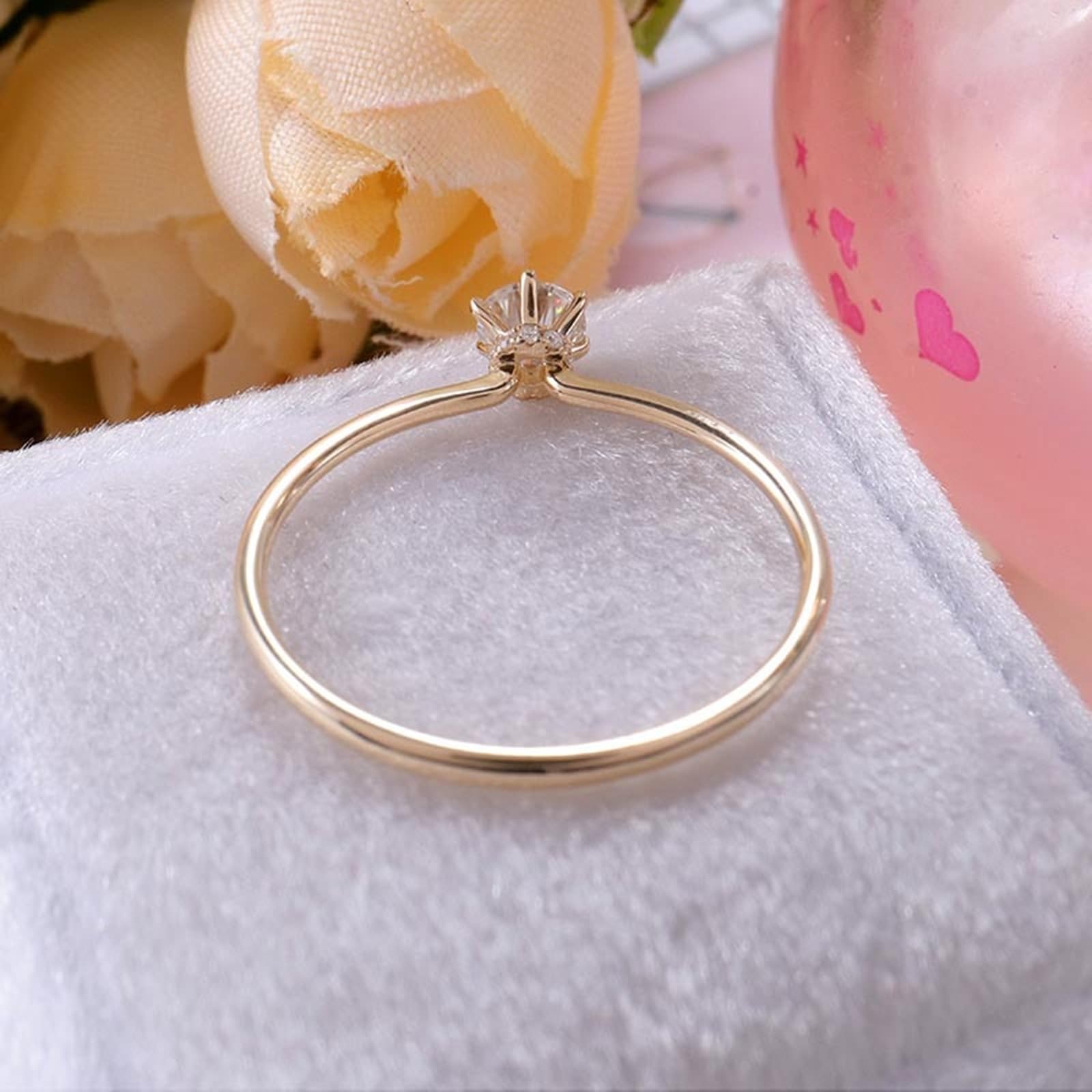 Bague solitaire pour femme en or jaune 9 carats/14 carats/18 carats avec moissanite 1 carat