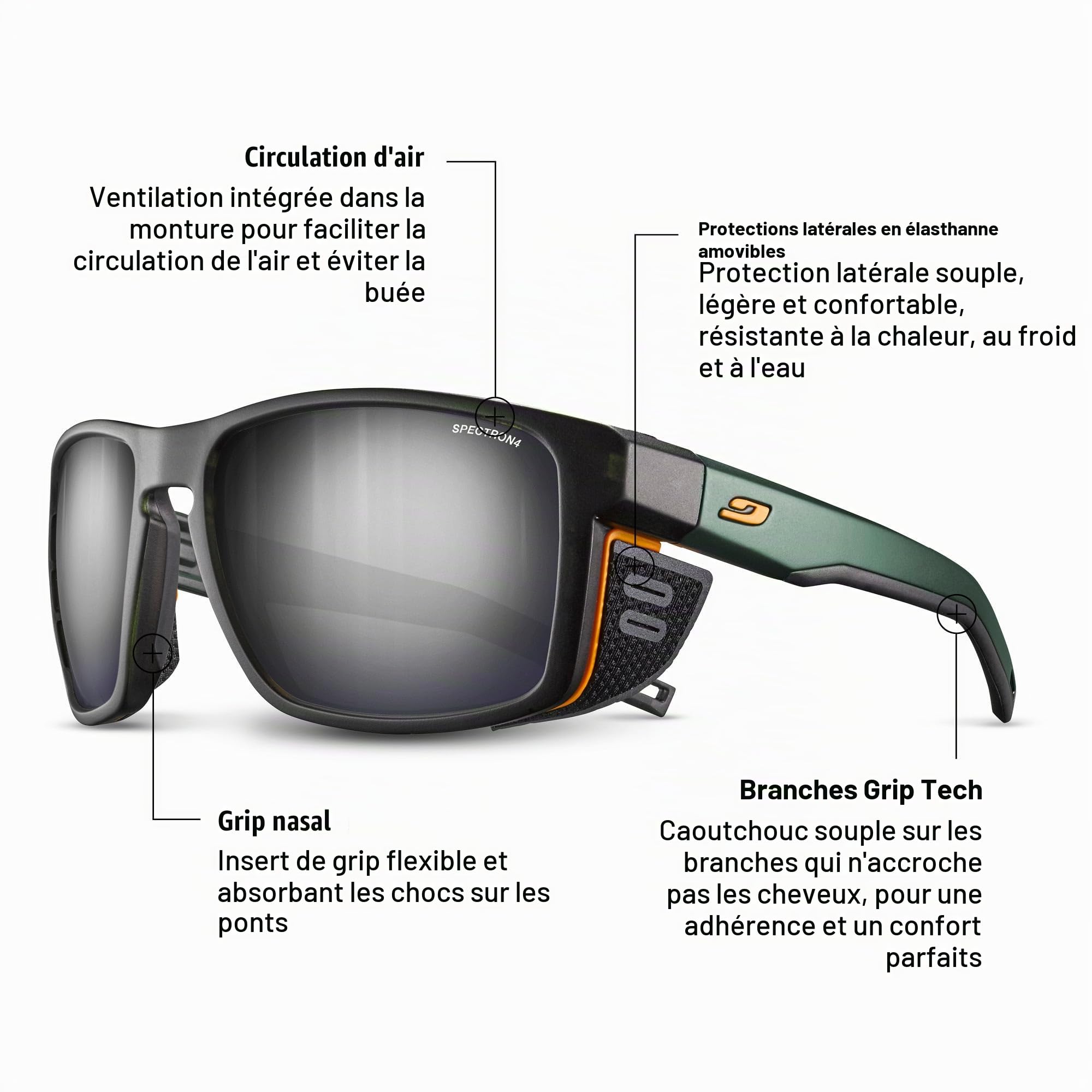 Julbo Shield Lunettes de soleil alpinisme, randonnée, trekking, voile Mixte (lot de 1)