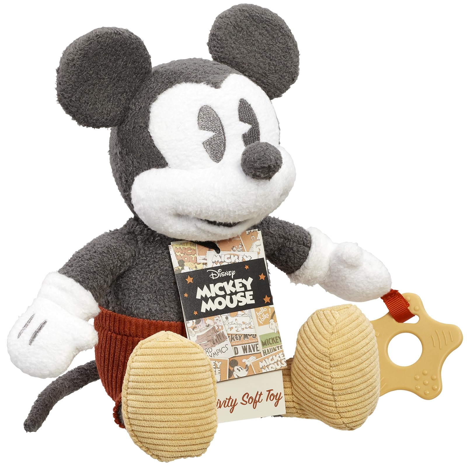 Rainbow Designs Official Disney Mickey Memories – Mickey Mouse Sensory Activity Soft Toy for Newborn Babies