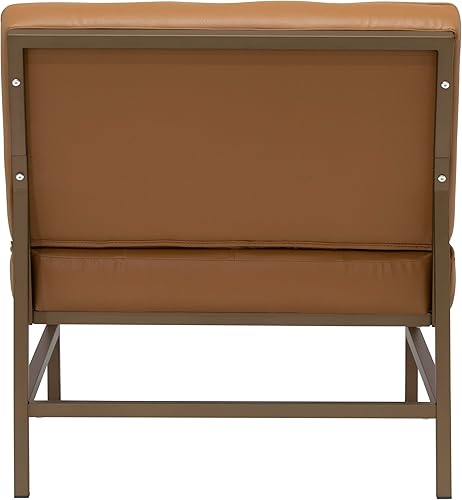 Miniatura 4 de Studio Designs Home Ashlar - Silla decorativa cuadrada de piel mezclada y marco de metal moderno, 250, bronceblanco