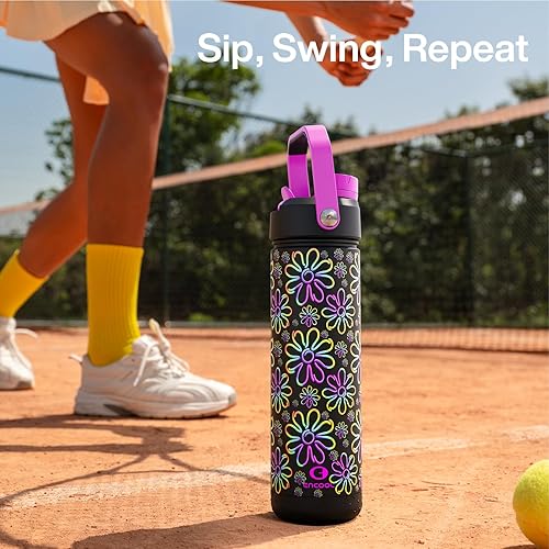 Miniatura 434 de ENCOOL Botella de agua aislada con popote, de acero inoxidable, a prueba de fugas, sin BPA, al vacío de doble pared que se mantiene fría durante 24