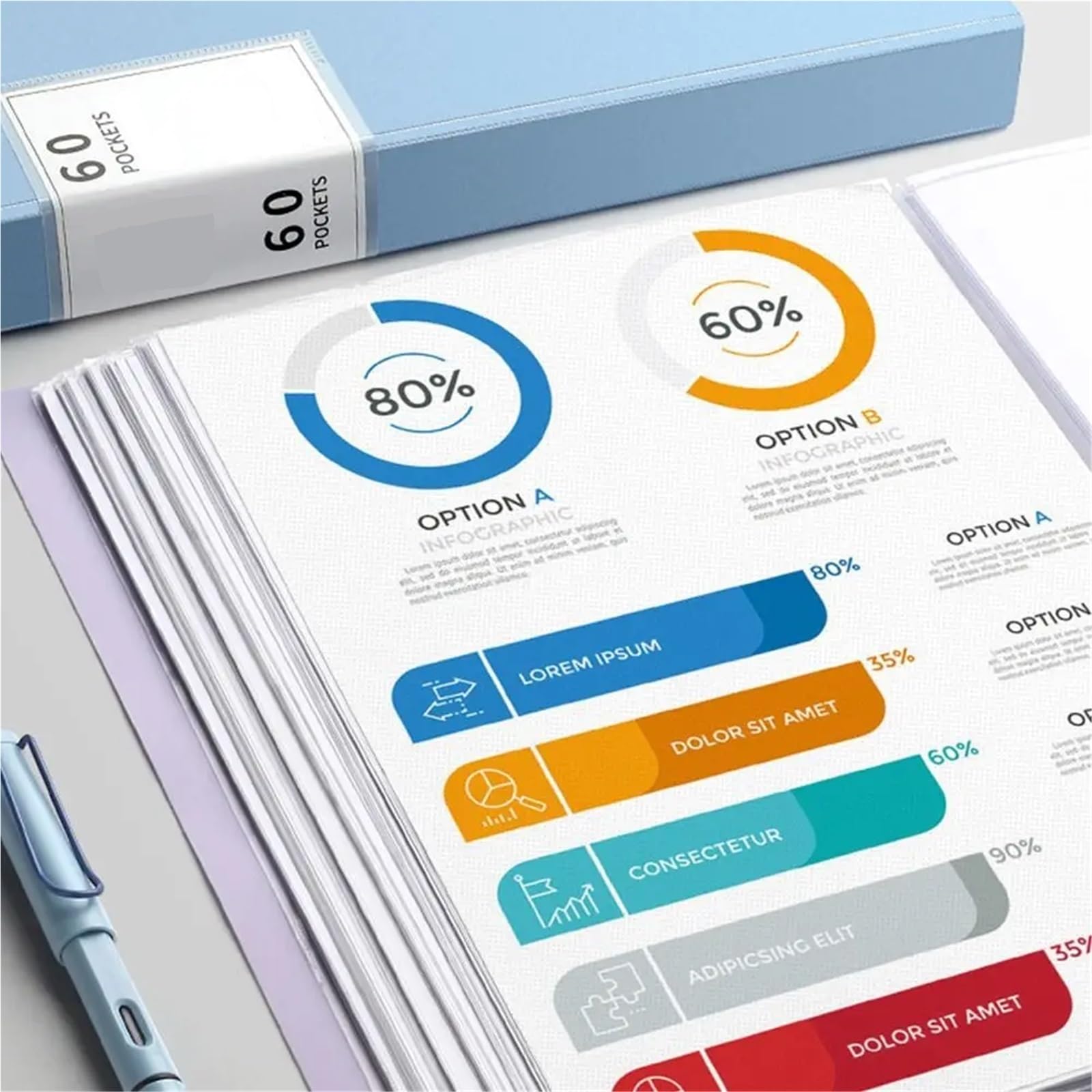 Carpeta de archivos A4 almacenamiento escritorio, organizador para Partituras, Archivos(White-100 sheets)