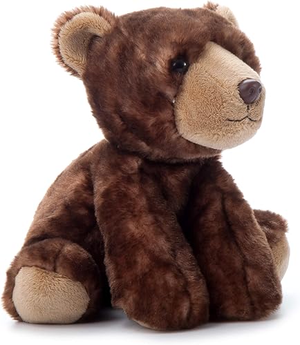 The Petting Zoo Peluche de oso marrón, regalos para niños, animales salvajes del zoológico Onez, juguete de peluche de oso marrón de 9 pulgadas