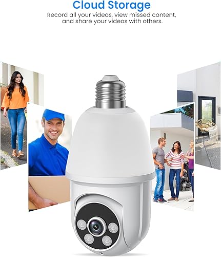 Miniatura 8 de Cámara de seguridad inalámbrica con bombilla de 360 1080p, vigilancia interiorexterior, detección humana AI, vista en vivo, audio de 2 vías, visión