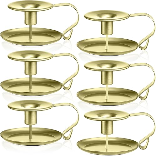 6 portavelas de hierro forjado, portavelas cónico de hierro de metal, portavelas vintage con asa para velas de 0.79 pulgadas de grosor, decoración