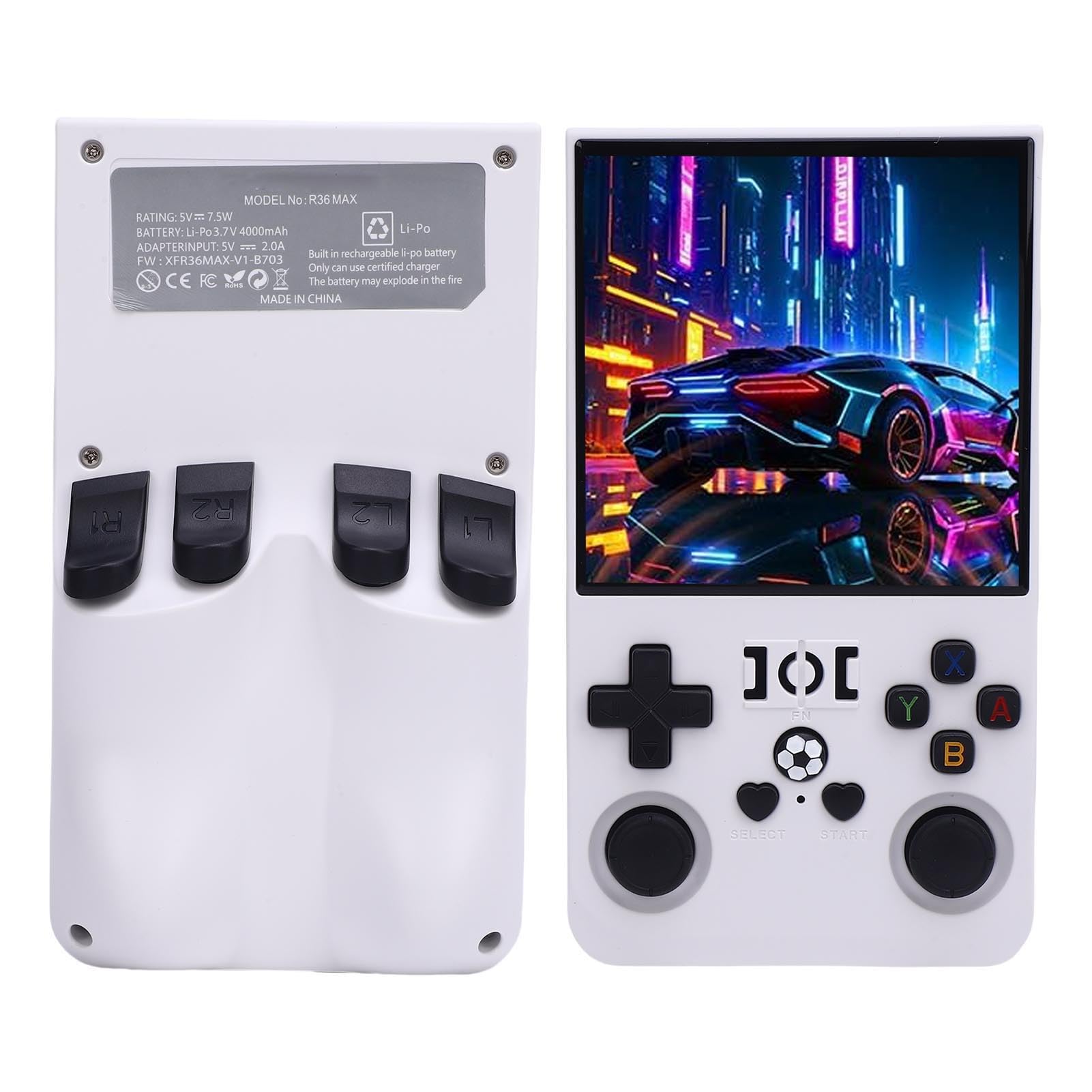 aqxreight Console de Jeu Portable Construit en 18 000 Jeux Écran 4 Pouces 720 X 720 Console de Jeu Portable 4000 MAh Blanche 128G équipée d'une de Haute de PortableJeu Rétro (64G)