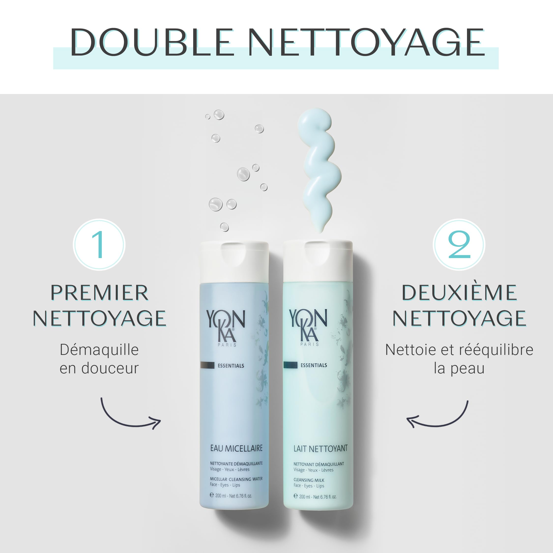 Lait Nettoyant Yonka 200ml - Visage, Yeux & Lèvres - Démaquille, Nettoie et Apaise - Tous Types de Peaux, Convient aux Peaux Sèches et Sensibles - Texture Veloutée - Rinçage à l'Eau