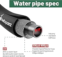 Vista 3 de Manguera de jardín corta de 1 pie x 5/8 pulgadas hembra a hembra, conector extensor de manguera de agua pequeña resistente, conexiones sin fugas