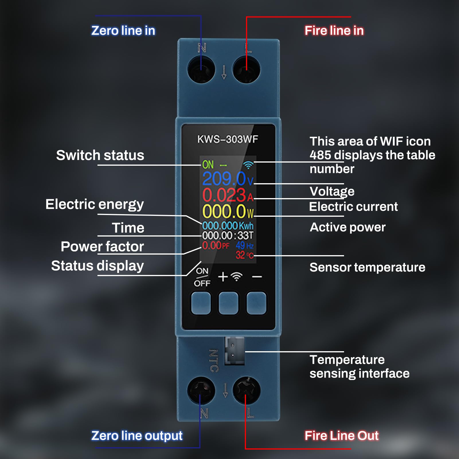 Compteur electrique WiFi 40A compteur d'énergie monophasé AC85-290V compteurs d'énergie numérique avec protection contre les coupures de courant en cas de surchauffe ou de surintensité KWS-303WF - 4