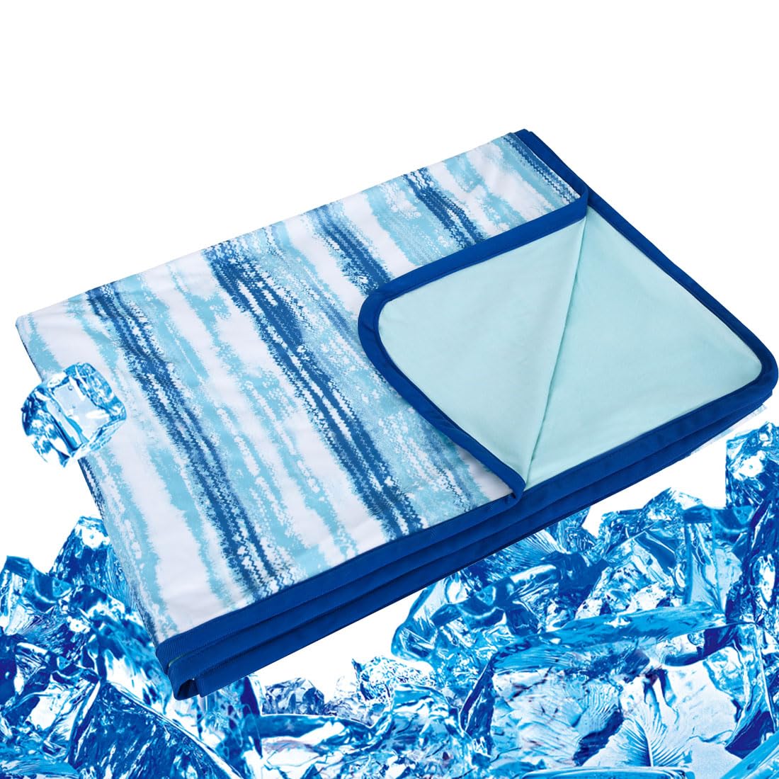 YINFUNGBlue Cooling Blanket for Hot Sleepers Summer Night Sweat Silky Arc Chill Cold Blanket for Hot Flashes Tie Dyed Coastal Q-max 0.5 100% Rayon Derived from Bamboo Ombre Sea 60×80IN