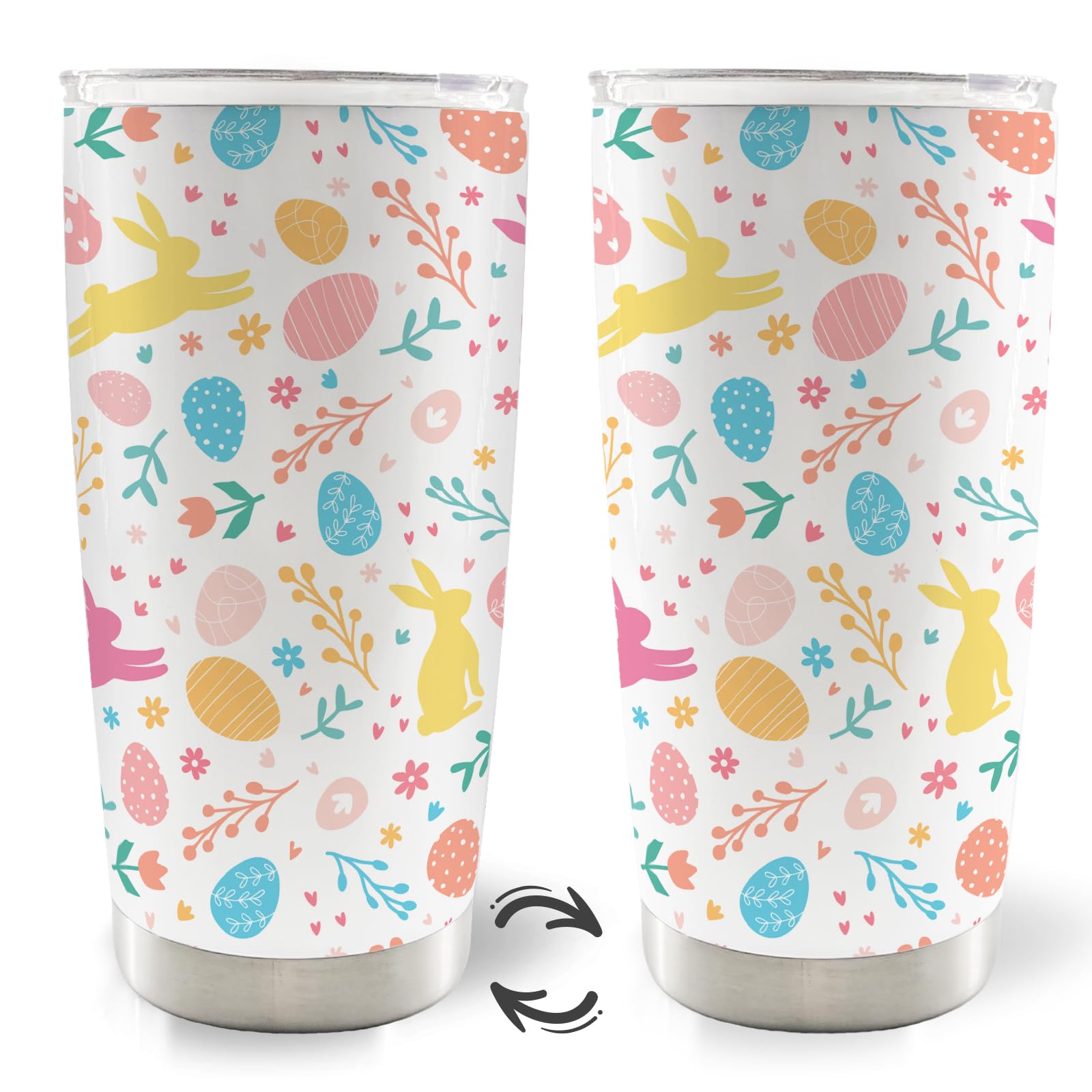 MOTERMATE Easter Gifts for Kids Toddlers Women Girls Boys, Bunny 20oz Travel Coffee Mug Tumbler, Easter Cups with Lids for Kids, Eggs Stainless Steel Water Tumbler with Lid and Straw