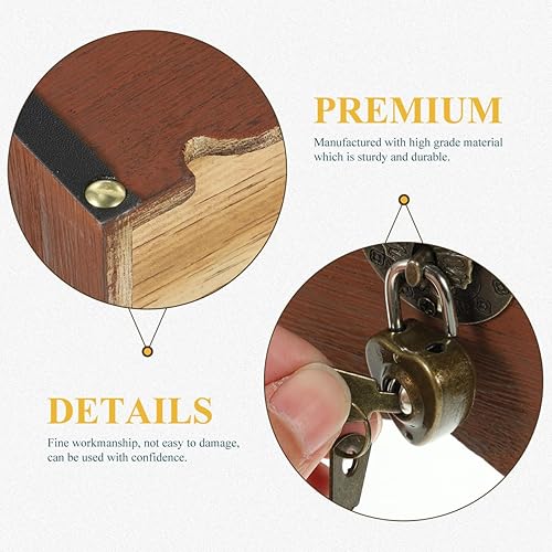 Miniatura 9 de Caja de almacenamiento del tesoro con cerradura de madera hucha pirata cofre retro dinero monedas caja de ahorro