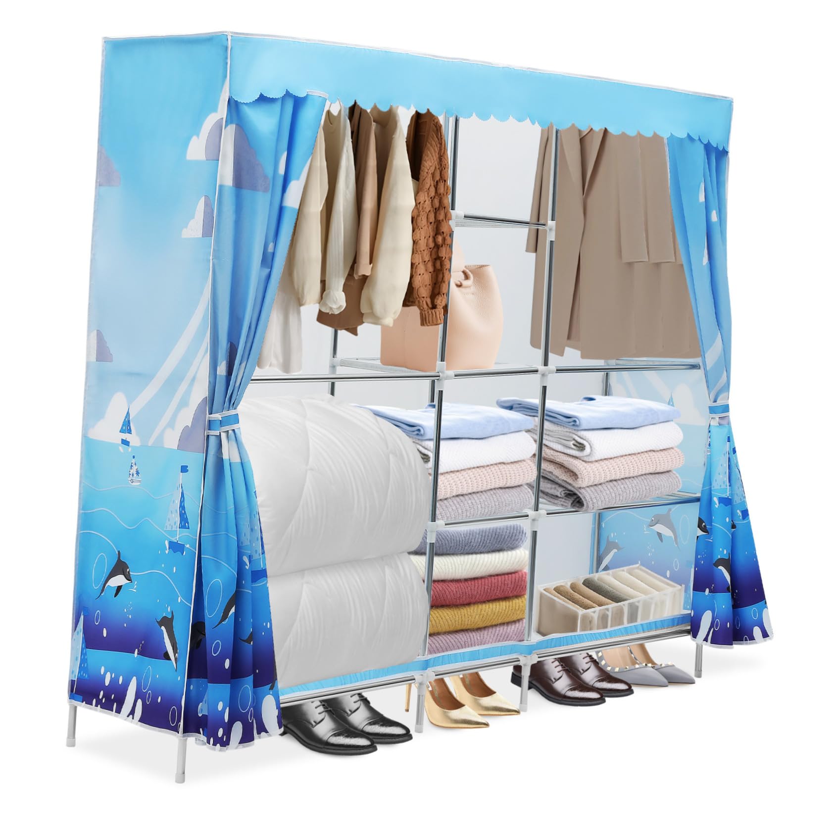 Alipis Armadio Portatile Completamente Chiuso 201x45x170 Cm