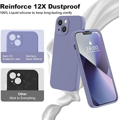 Miniatura 3 de BossKiss Funda compatible con iPhone 13, funda de silicona líquida de alta calidad [tacto aterciopelado] [2 protectores de vidrio templado 9H