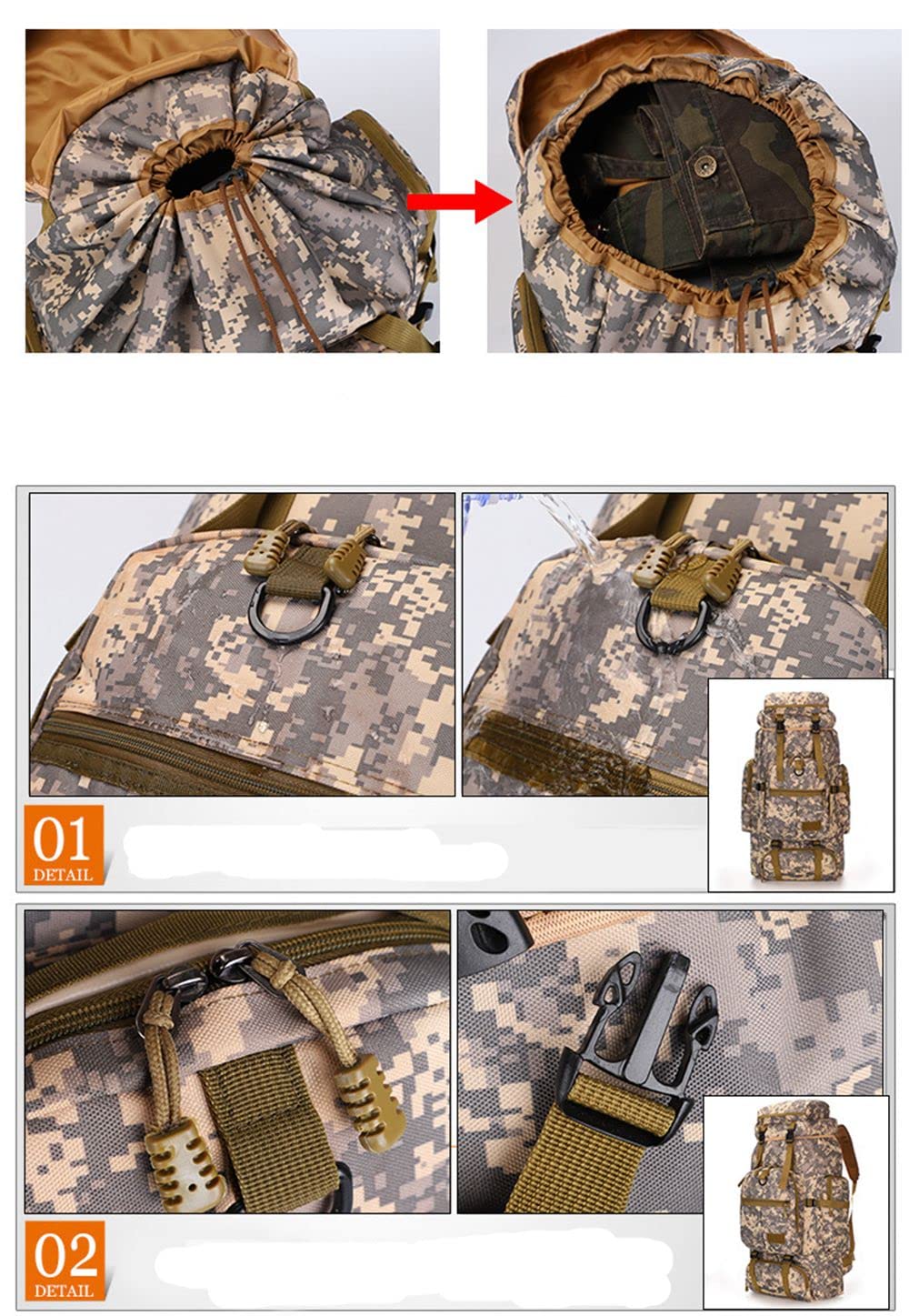 100 l o dużej pojemności wodoodporny plecak podróżny plecak trekkingowy wodoodporny plecak podróżny wodoodporny plecak survivalowy wspinaczka piesze wędrówki moro wypoczynek torba
