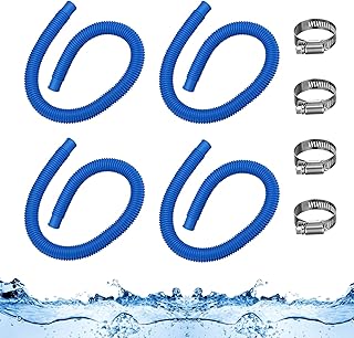 Pool Pump Replacement Hose for Above Ground Pools compatible with Intex Filter Pump 607, 637, 330GPH, 530GPH, 1,000GPH 59” Long 1.25" Diameter Filter Pump Hose With 2 Clamps (4 Pack)