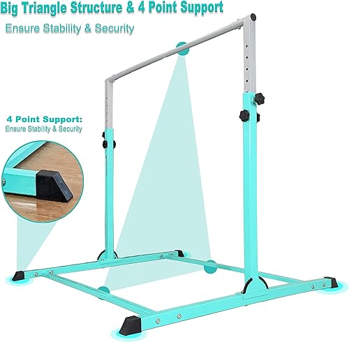Miniatura 3 de Barra de gimnasia plegable de 5 pies y 6 pies para niños y adolescentes, barra horizontal de entrenamiento de gimnasia para uso en casa y club