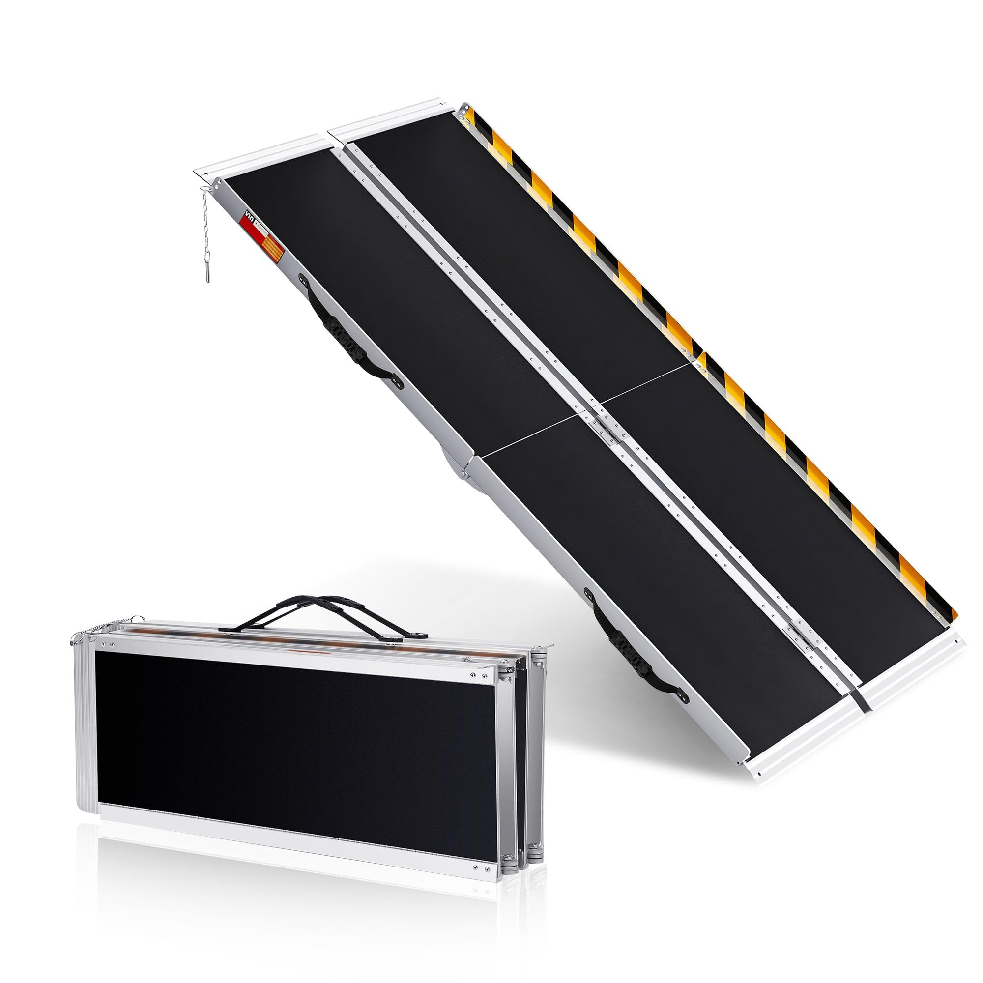 Rampa dla wózków inwalidzkich, składana aluminiowa rampa z antypoślizgową powierzchnią, rampa załadunkowa, pojemność 272 kg, dim.244 L x 74 l cm, na stopnie schodów, skuter samochodowy i schody
