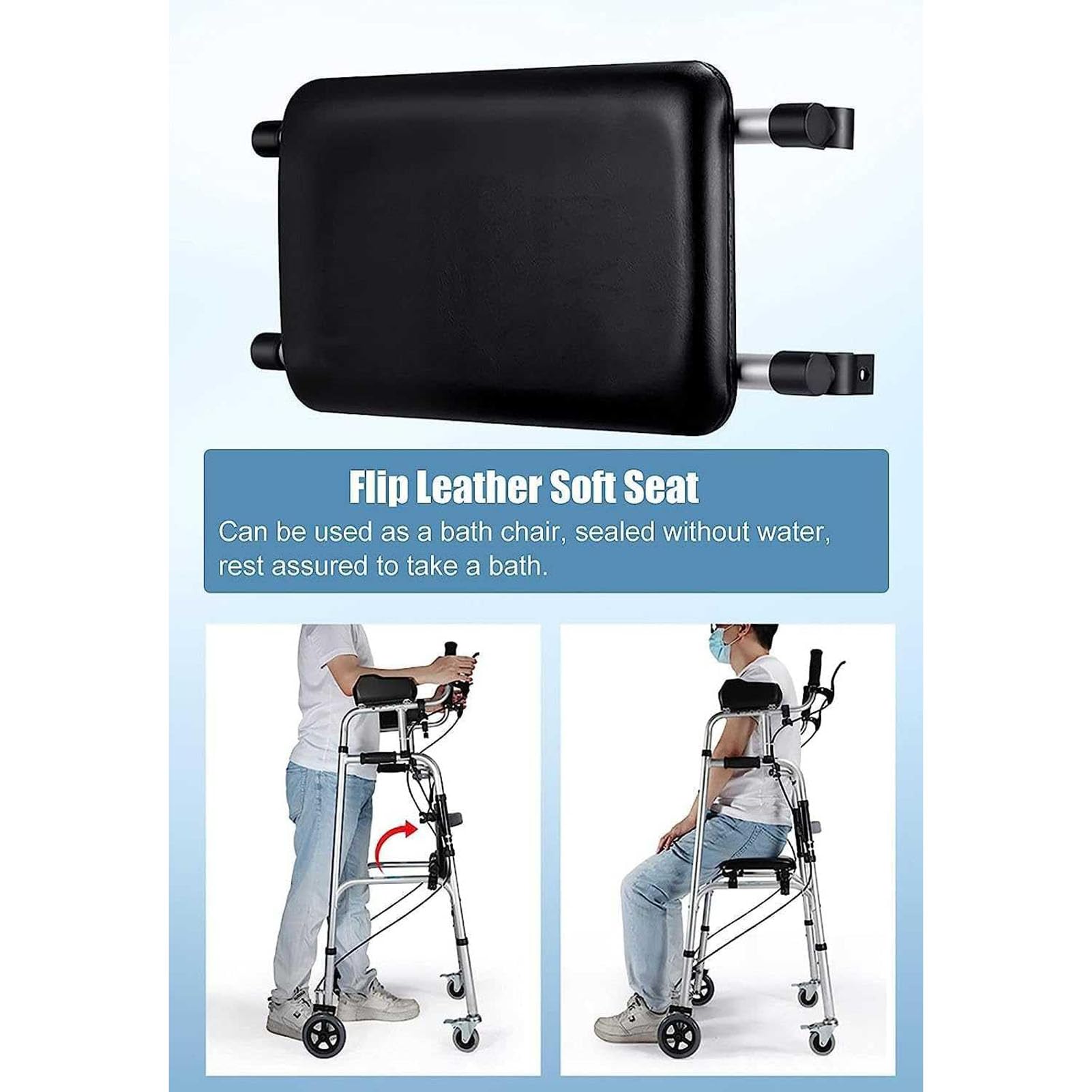 Andador Estándar Plegable con Reposabrazos Acolchados Extraíbles, Andador De Rehabilitación De Aleación De Aluminio, Andador Regulable En Altura para Personas Mayores