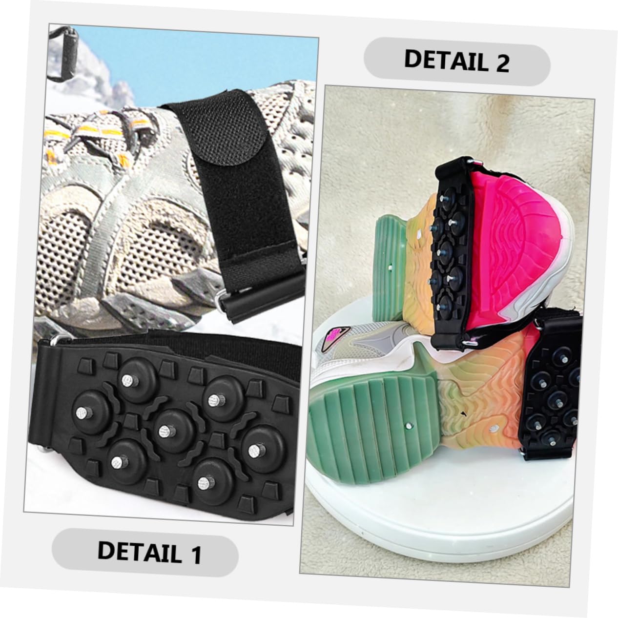 YARNOW Couvre-Chaussures à Crampons Semelles Intérieures à Chaussures Crampons pour Chaussures Talon Bottes De Glace Pêche sur La Glace Poignées Pince Gel Black Acier Au Manganèse