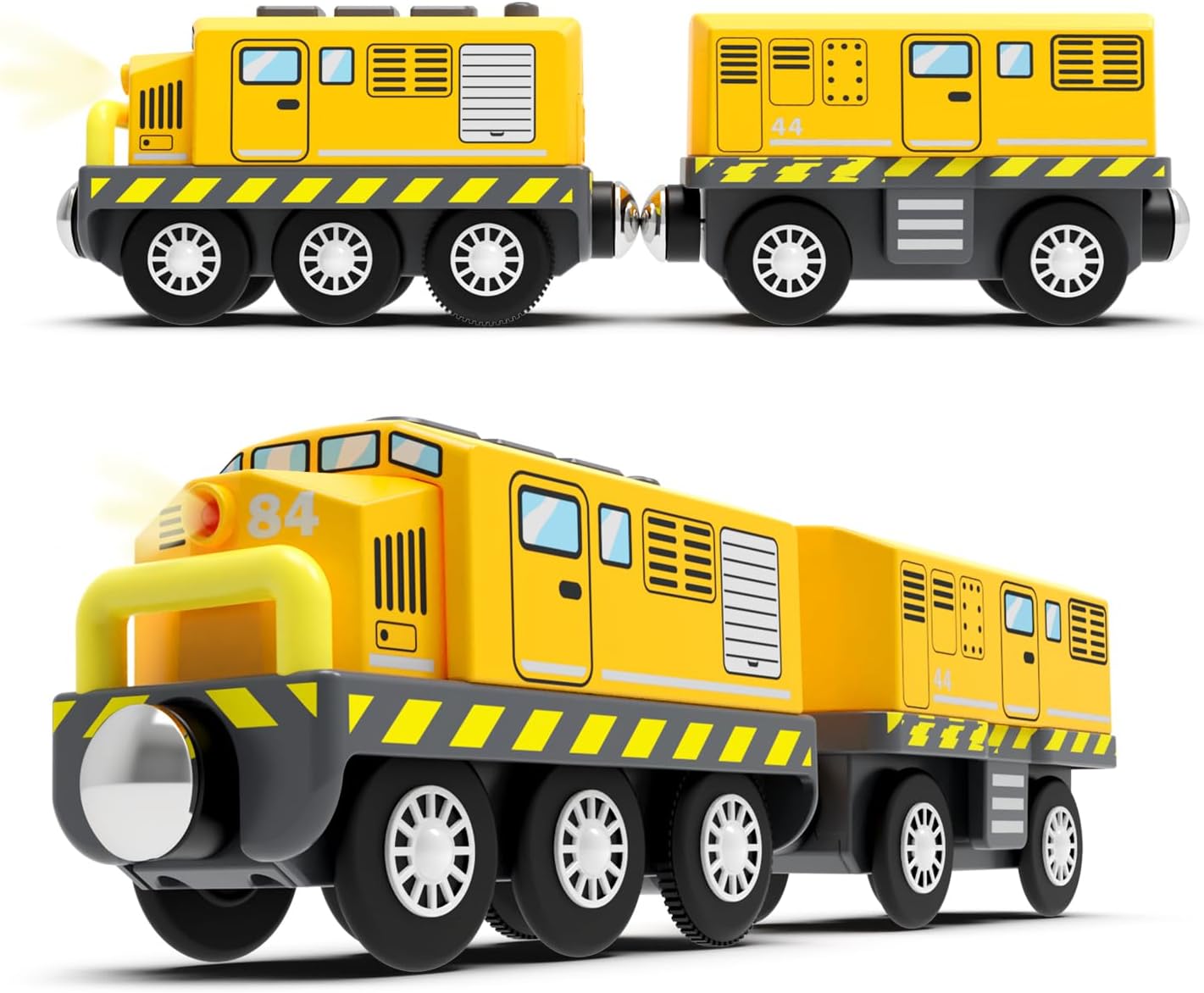 Battery Powered Train for Wooden Tracks, Powerful Engine Locomotive Train Compatible with Thomas & Brio, Motorized TrainToy Set Gift for Boys Toddler Ages 3+