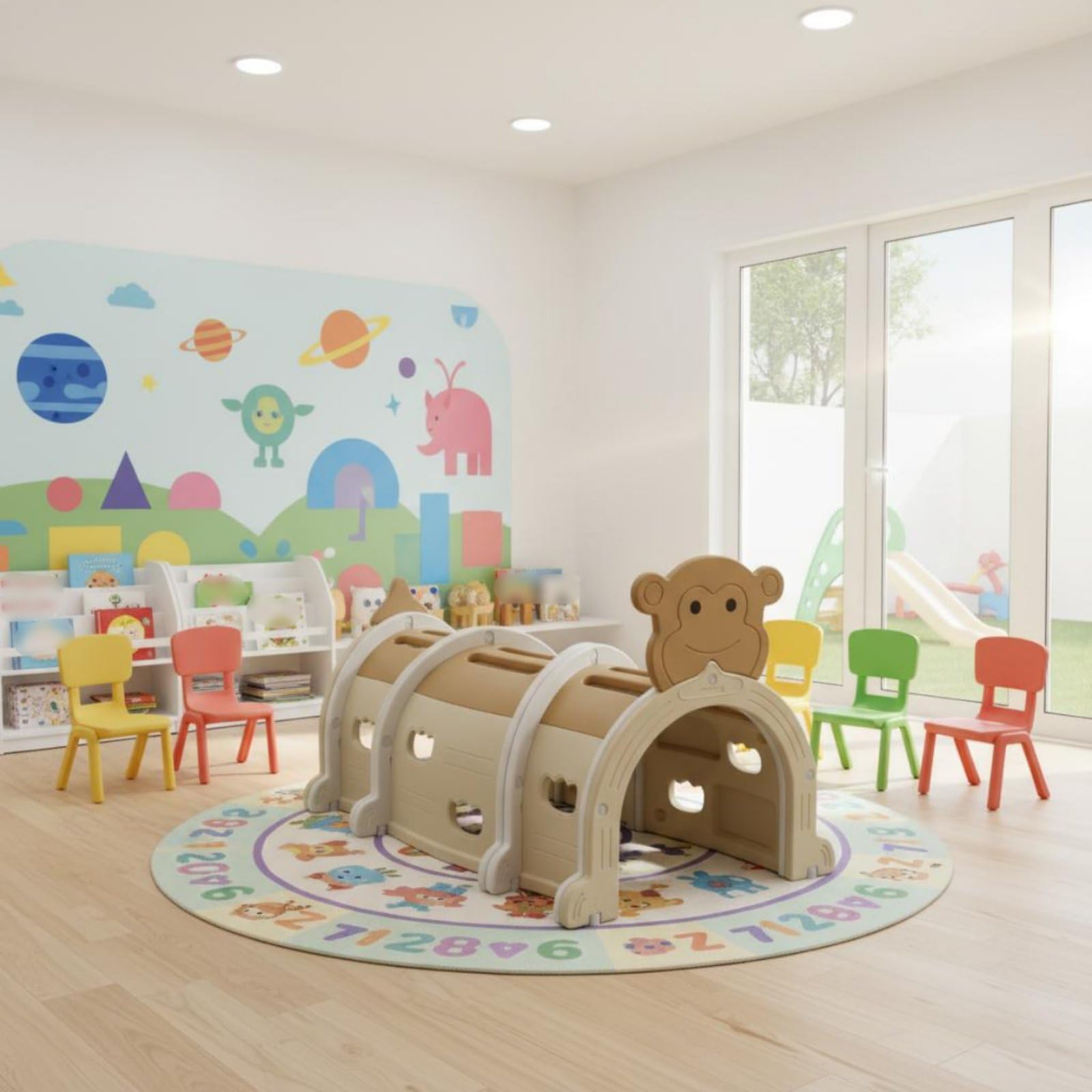 TISHITA Krabbeltunnel Kinder Spiel Tunnel Kleinkinder Spielgerät Kriechrohr Klettertunnel Spielröhre aus HDPE Stabil Und Pflegeleicht für Langlebiges Spielen, Krokodil-Tunnel, 3 Abschnitte, Grün