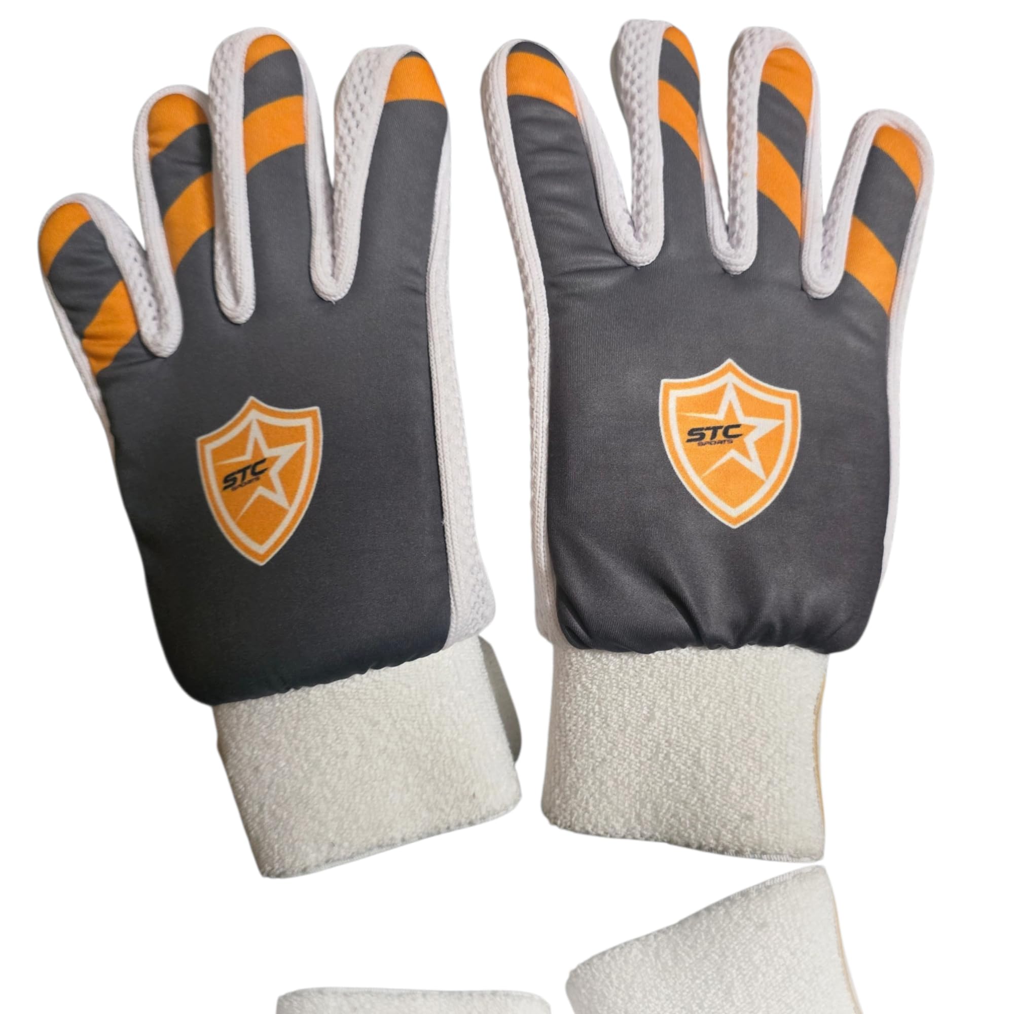 Tennis Cricket Batting Gloves (1 Pair) | High-Ventilation Air Mesh | Hexa-Grip Silicon Matrix | Suitable for Hard and Soft Tennis Ball Match | Black and White | One Size-image-32