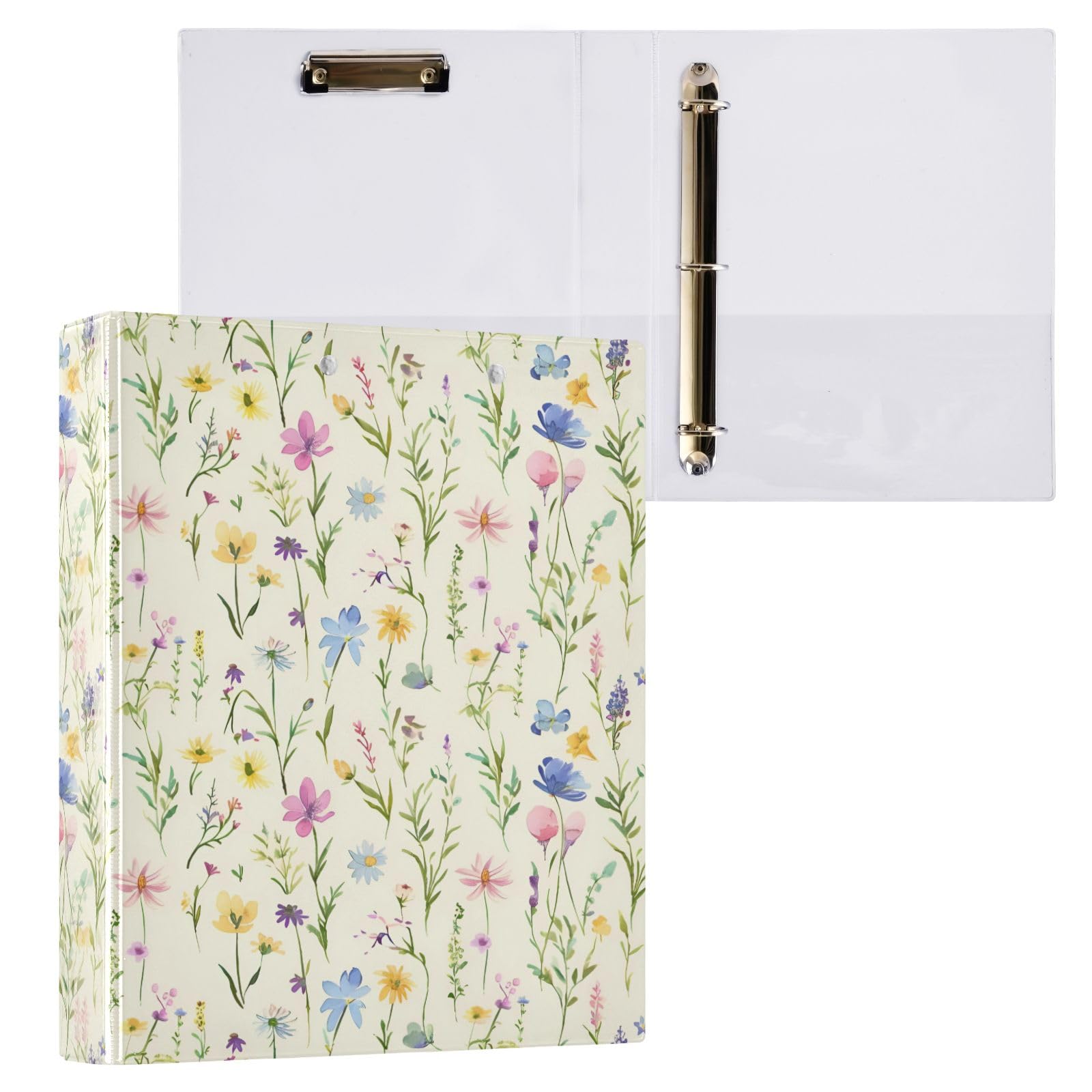 Raccoglitore a 3 anelli a forma di fiore piccolo (3) anelli rotondi da 3,8 cm, contiene 200 fogli, raccoglitori a 3 anelli con clip in metallo antiscivolo