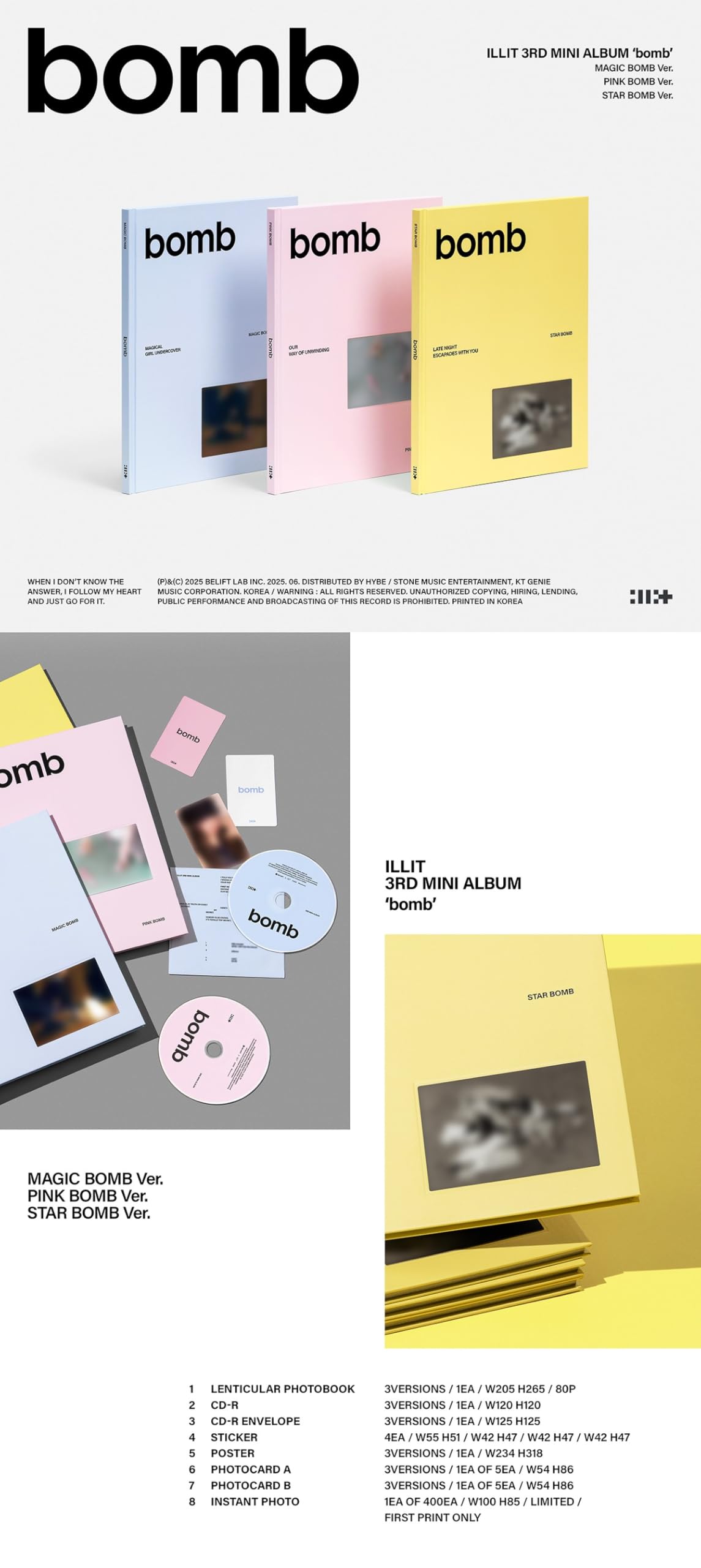 Amazon.com: ILLIT - 3rd Mini Album [bomb] Photobook PINK