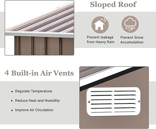 Miniatura 4 de Cobertizo de almacenamiento de 6 x 4 pies, cobertizos exteriores de metal y almacenamiento al aire libre de acero galvanizado con ventilación y