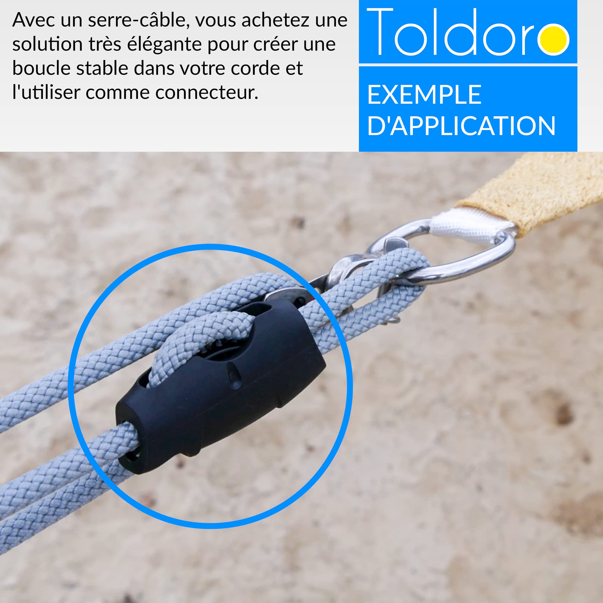 Toldoro Taquet coinceur Super Sharky 2 pièces de 6mm, Accessoires de Fixation de Corde pour voiliers et voiles d'ombrage