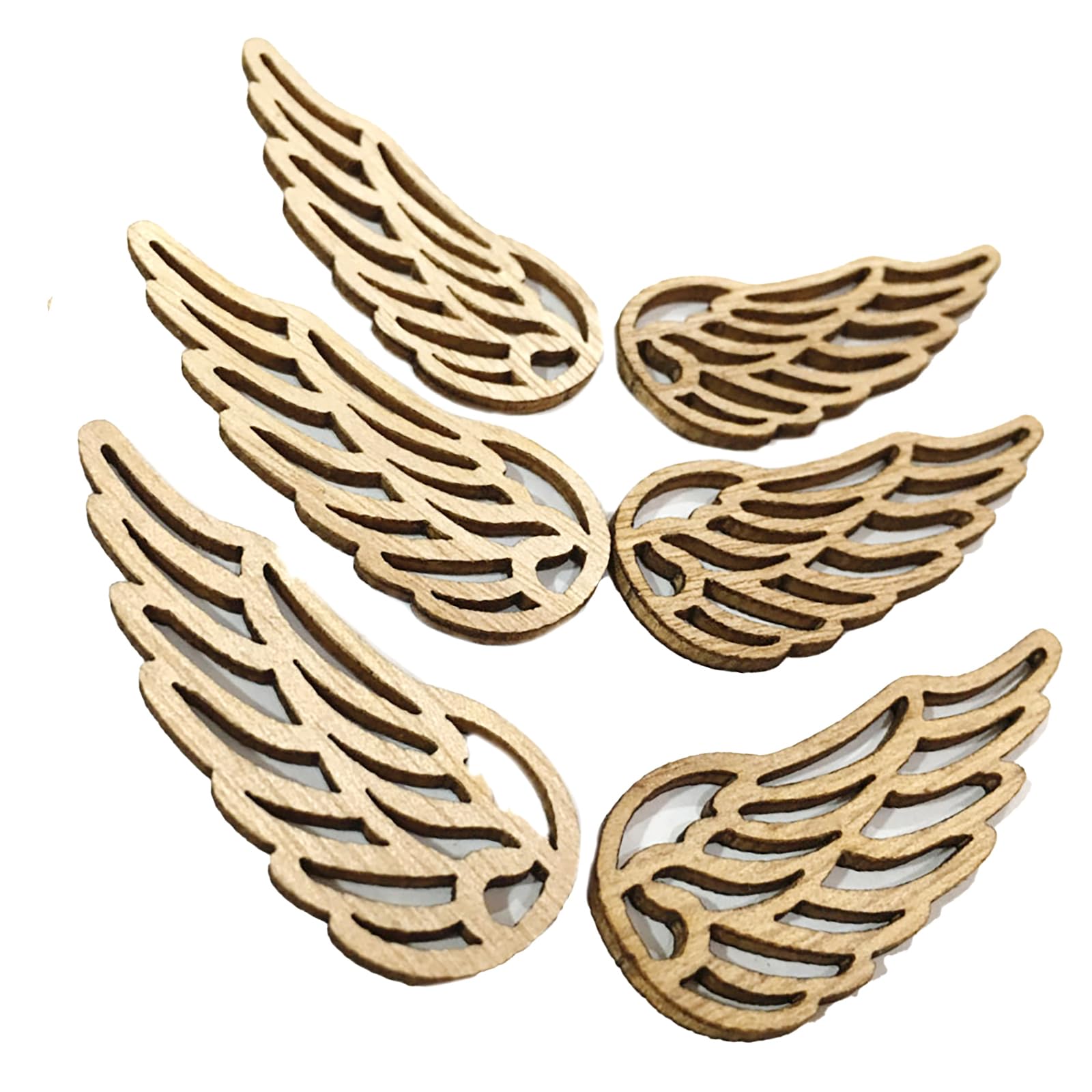 NEWFT 10PCS Wing Shaped Cutouts Unfinished Wood Slices Wing Shaped Wood Slices for Painting Hanging Ornaments Home Decoration Cutout