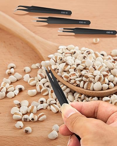 Miniatura 5 de MSDADA Juego de 11 herramientas de molde de resina de silicona, aguja para agitar, cuchara, herramientas de pinzas, kit de precisión, pinzas