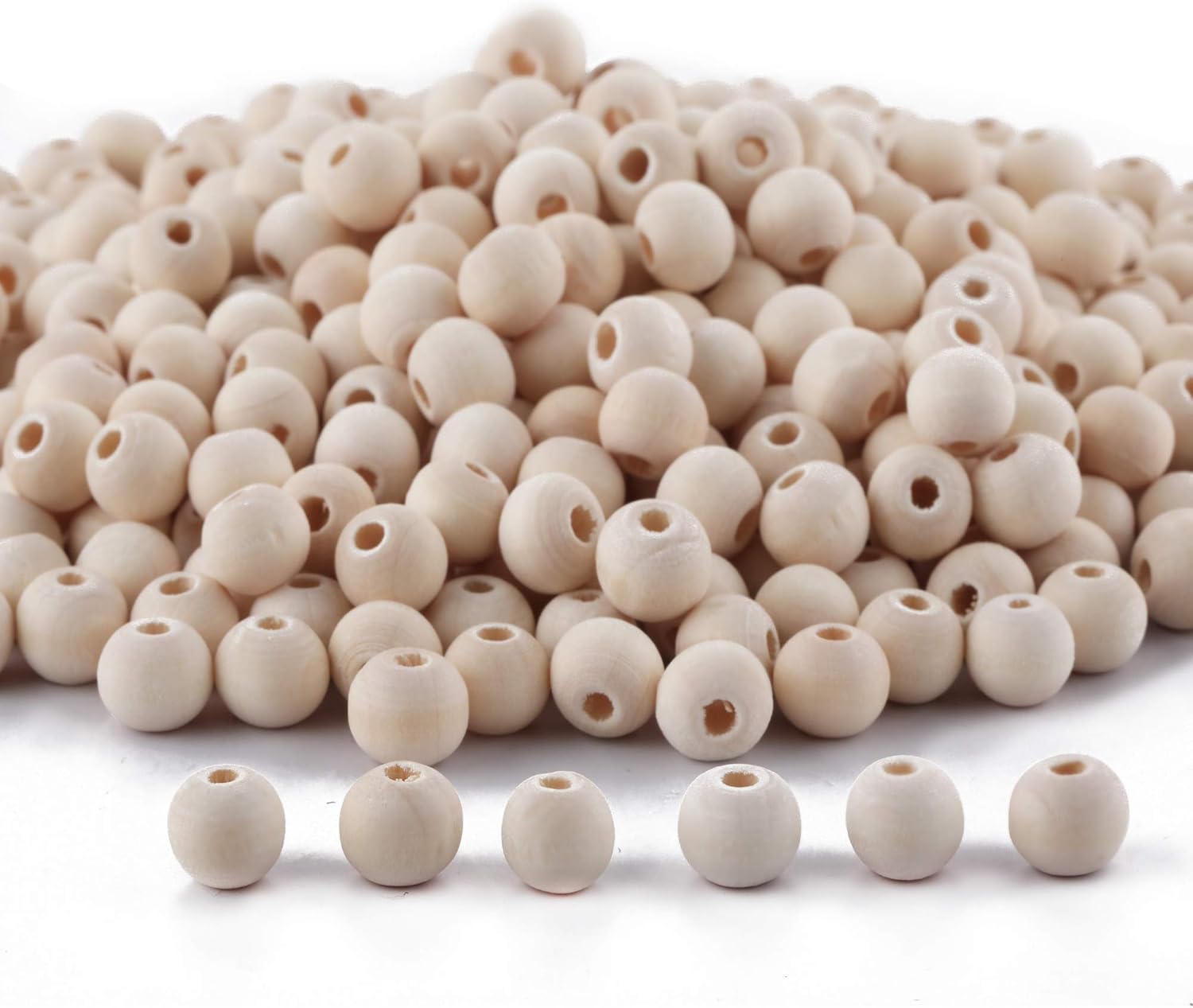 SOSMAR 500 Pieces Unfinished Natural Round Wood Beads 8MM with Bead Tool for Jewelry Making Macrame Dream Catcher Necklace Bracelet Earring DIY Crafts