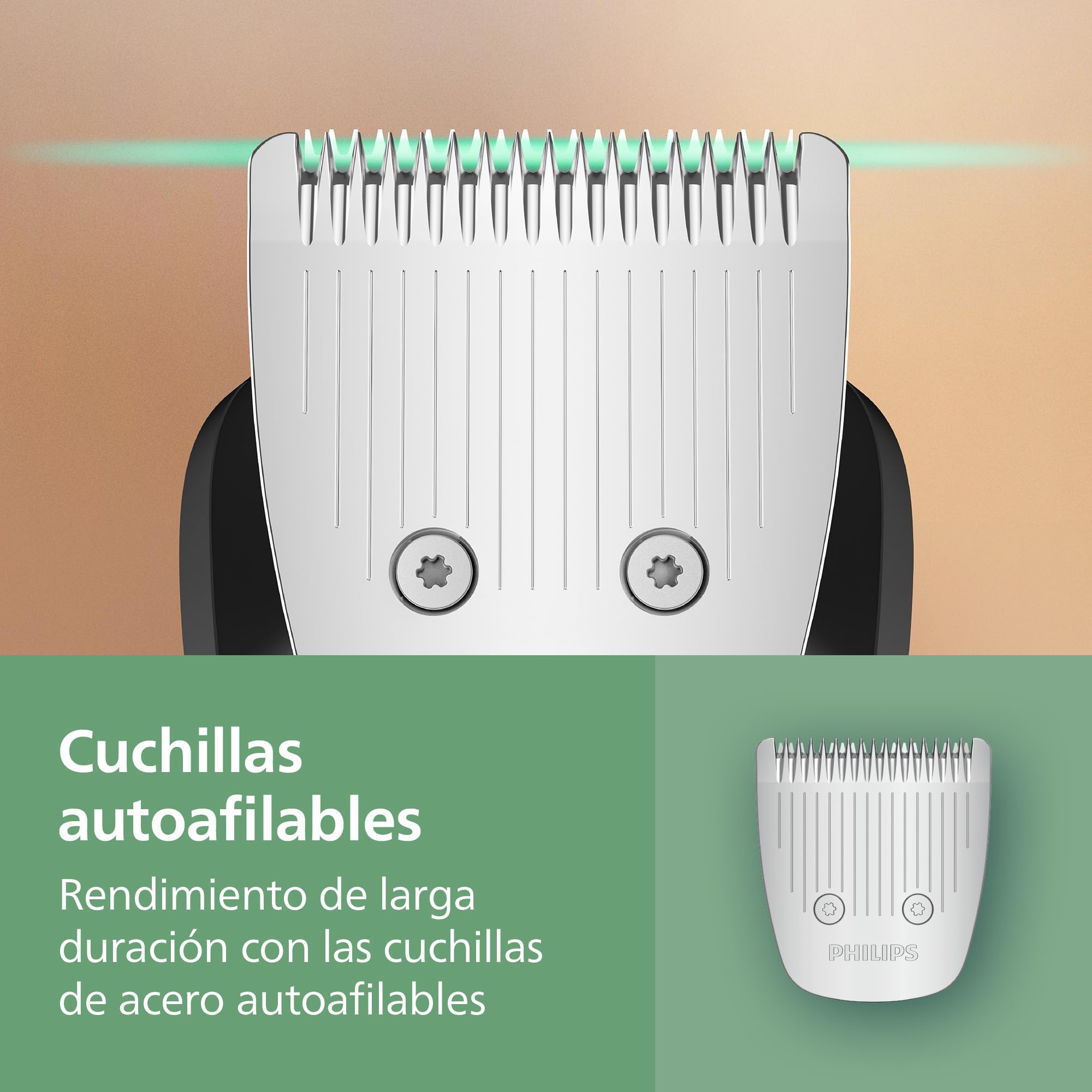 Philips Recortadora todo en uno de 11 en 1 Serie 5000 - Afeitadora y cortapelos hombre para rostro, cabeza y cuerpo, cuchillas de acero autoafilables, 17 longitudes, recargable, MG5951/15