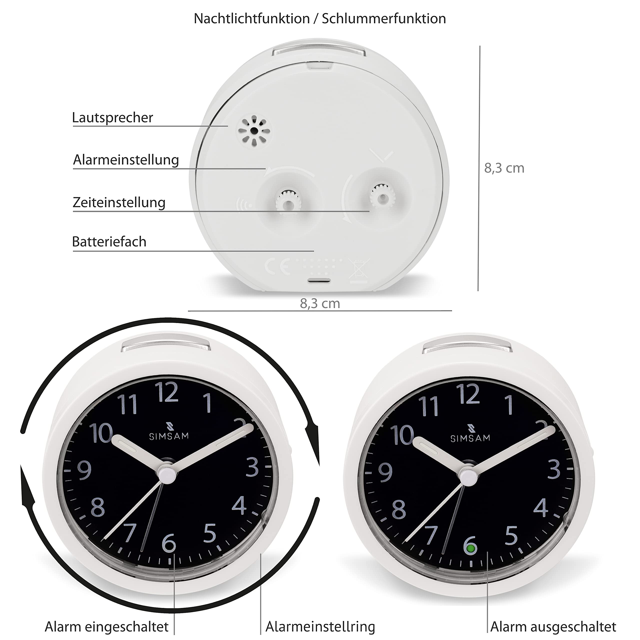Sveglia Analogica Metallica Senza Ticchettio - Orologio Da Comodino Silenzioso Con Allarme - Foto 8